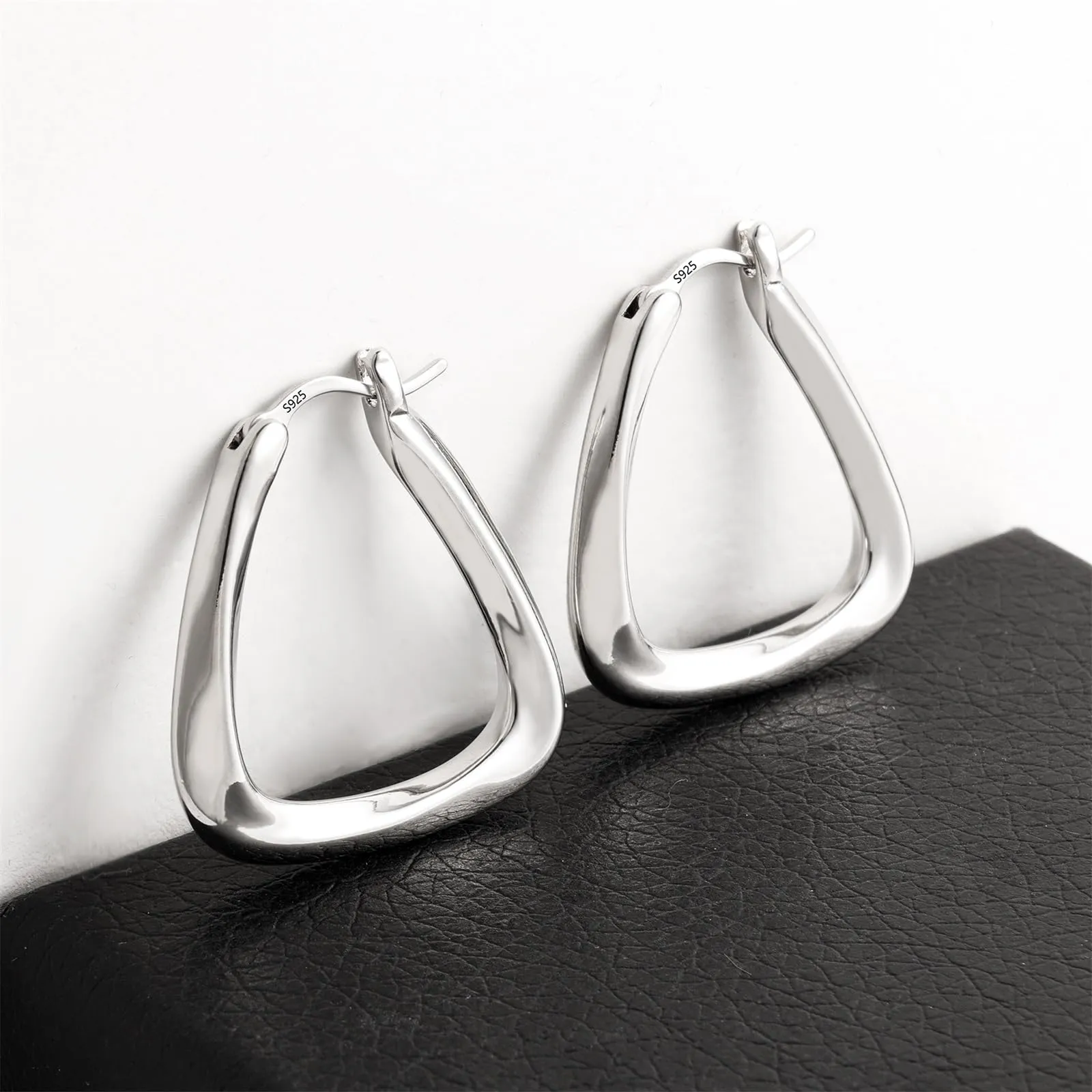 KISSPAT Orecchini Geometrici Triangolo Cerchio Chunky Argento KPDE796S - immagine 6