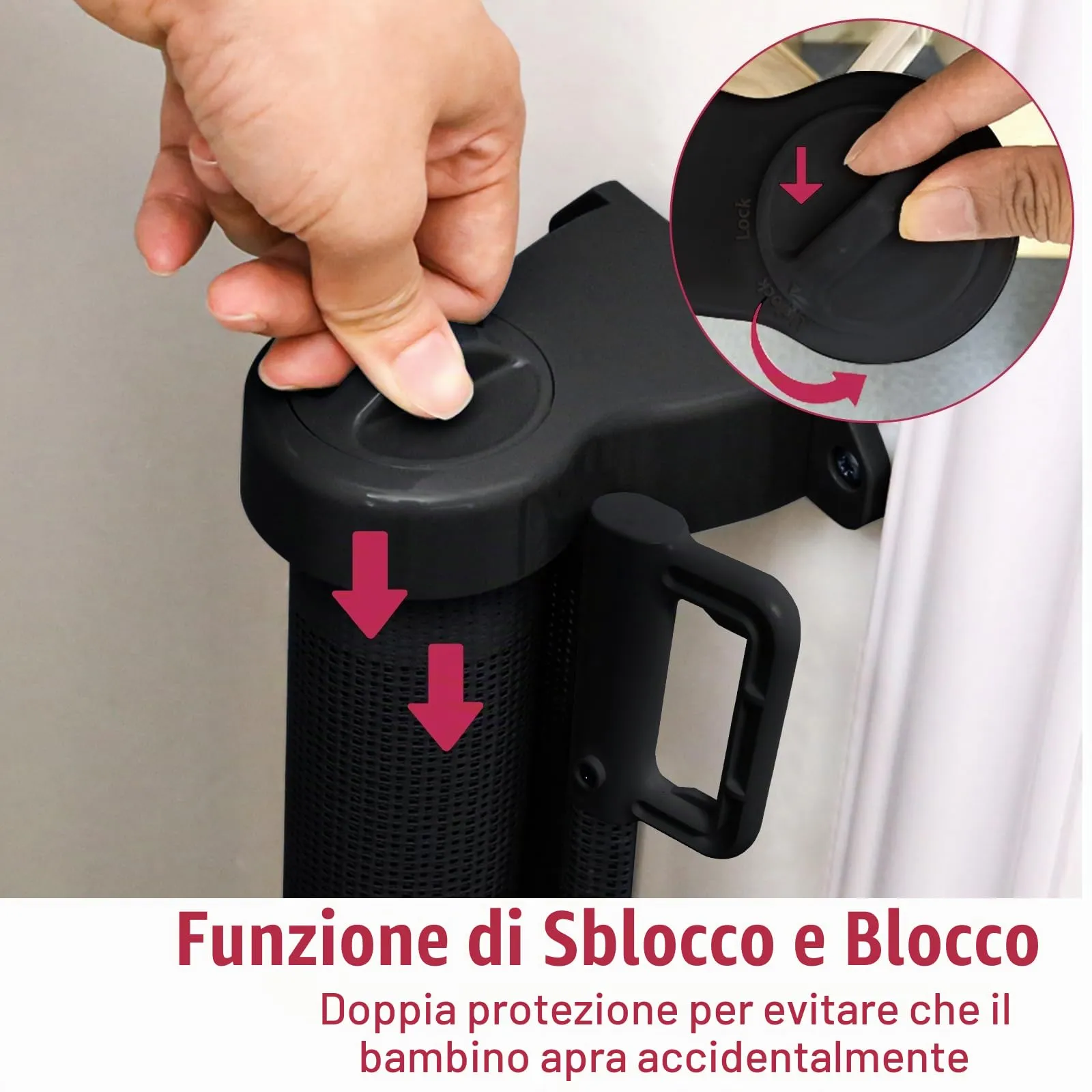 Dioxide Cancelletto di Sicurezza Retrattile per Bambini e Cani, 0-150 cm, Nera - immagine 3