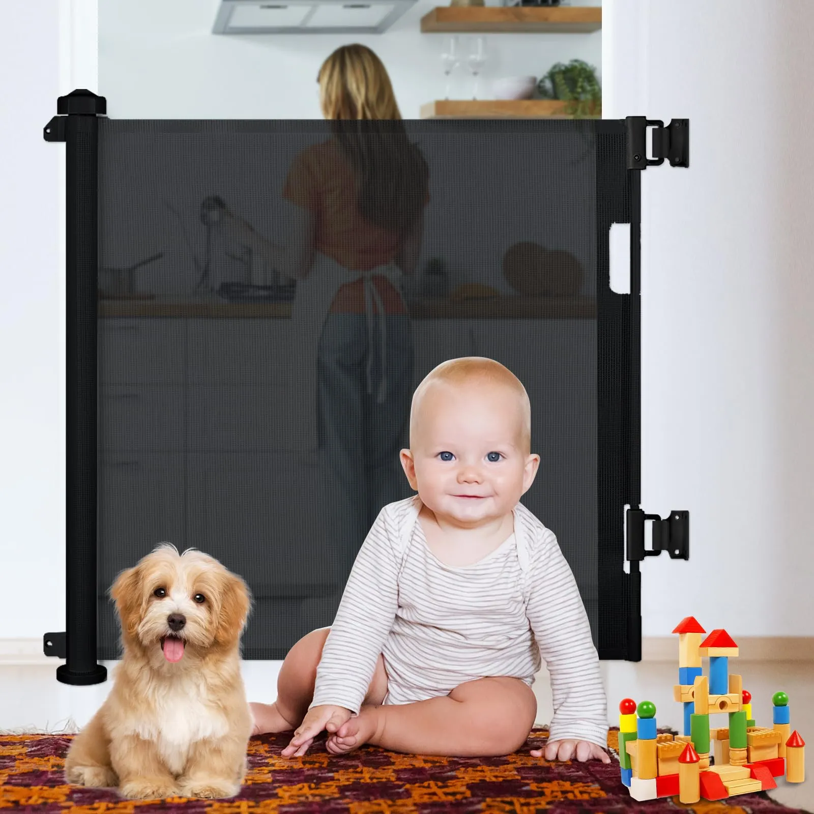 Dioxide Cancelletto di Sicurezza Retrattile per Bambini e Cani, 0-150 cm, Nera - immagine 7