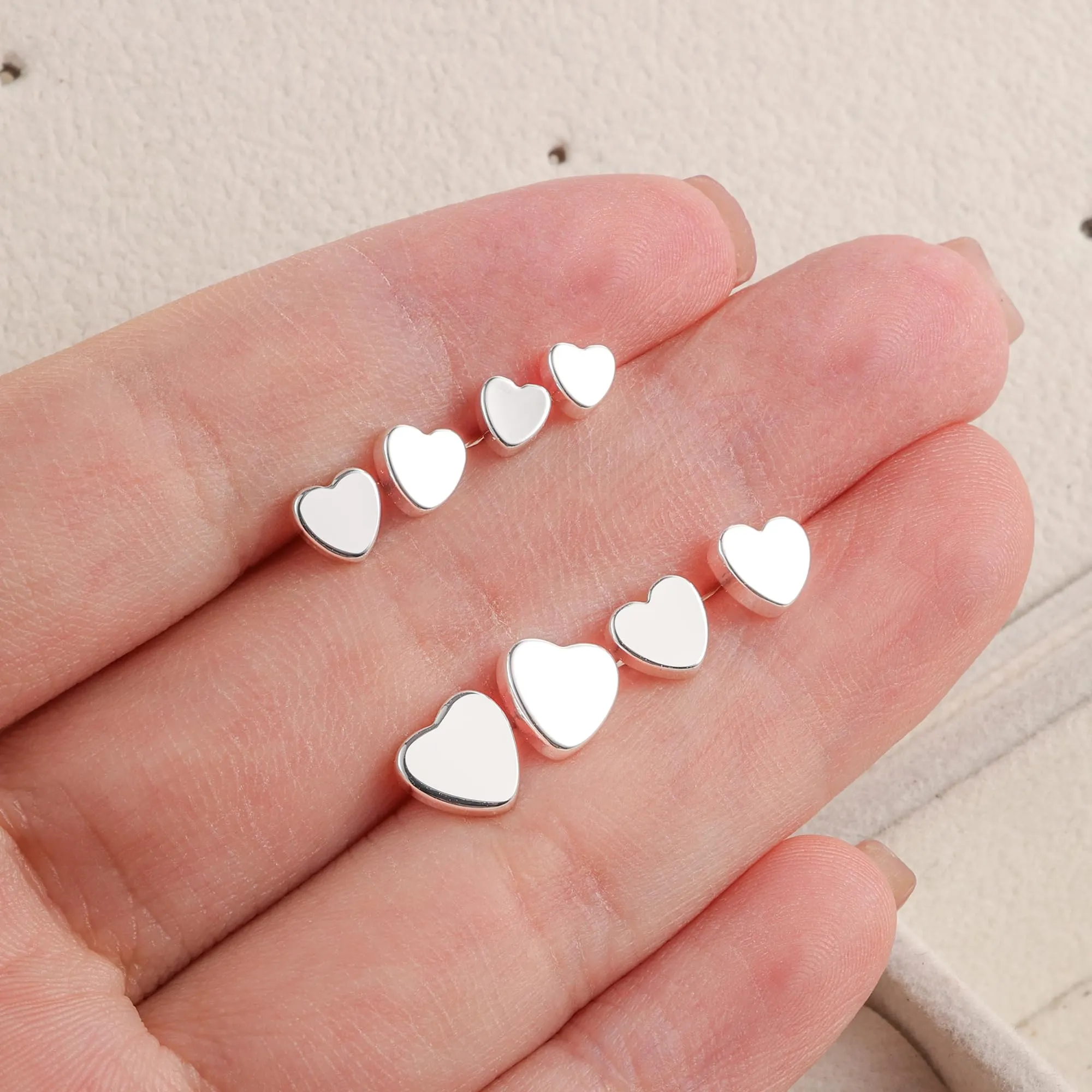 ALEXCRAFT Set 4 Paia Orecchini Cuore Argento Minimalista SCEU164S - immagine 8