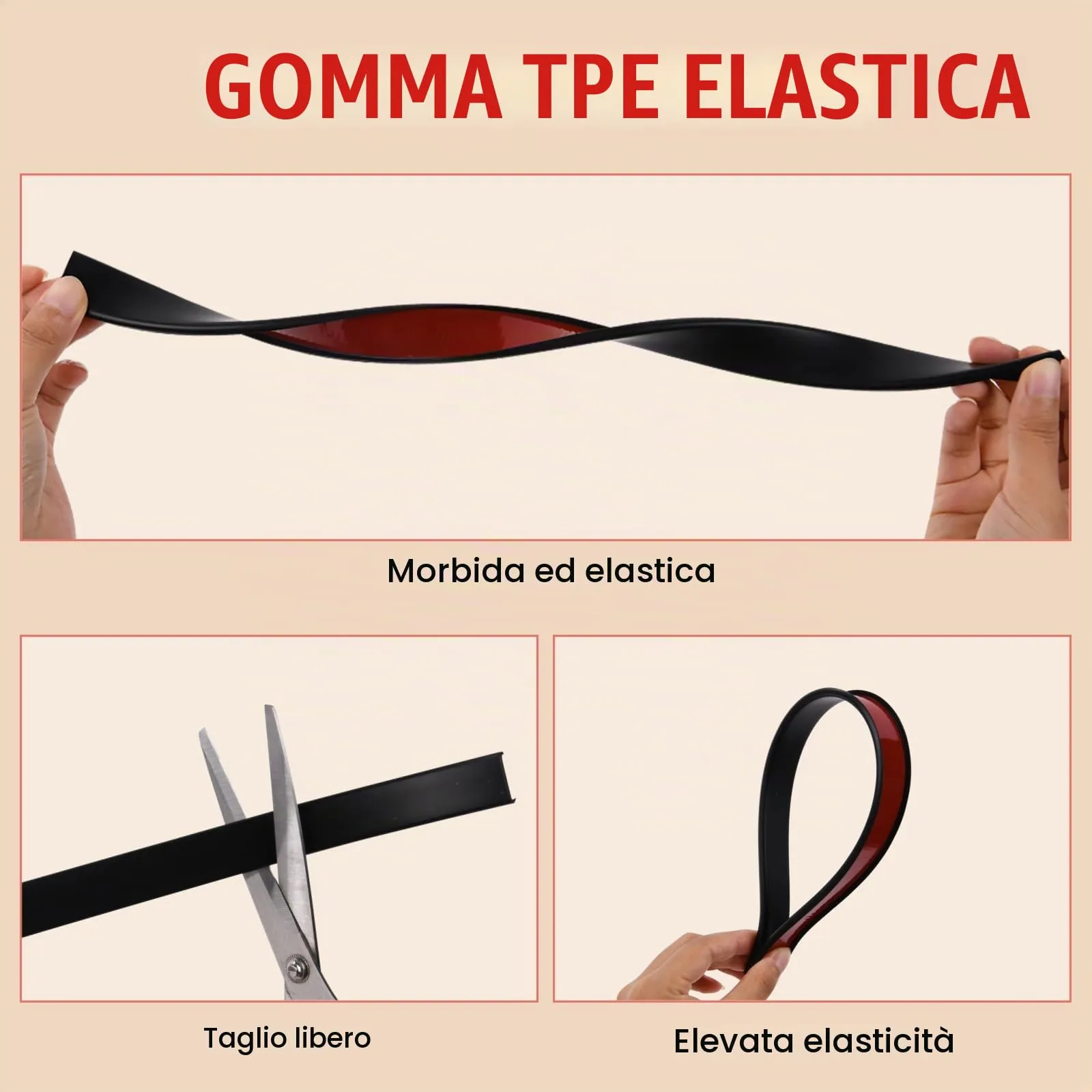 Flintronic Bordatura Autoadesiva per Mobili a Forma di U, 3m × 12mm, Nero - immagine 2