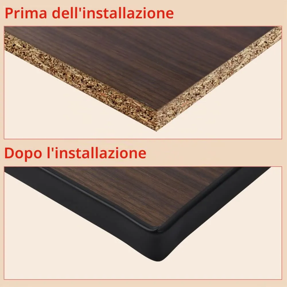 Flintronic Bordatura Autoadesiva per Mobili a Forma di U, 3m × 12mm, Nero - immagine 5