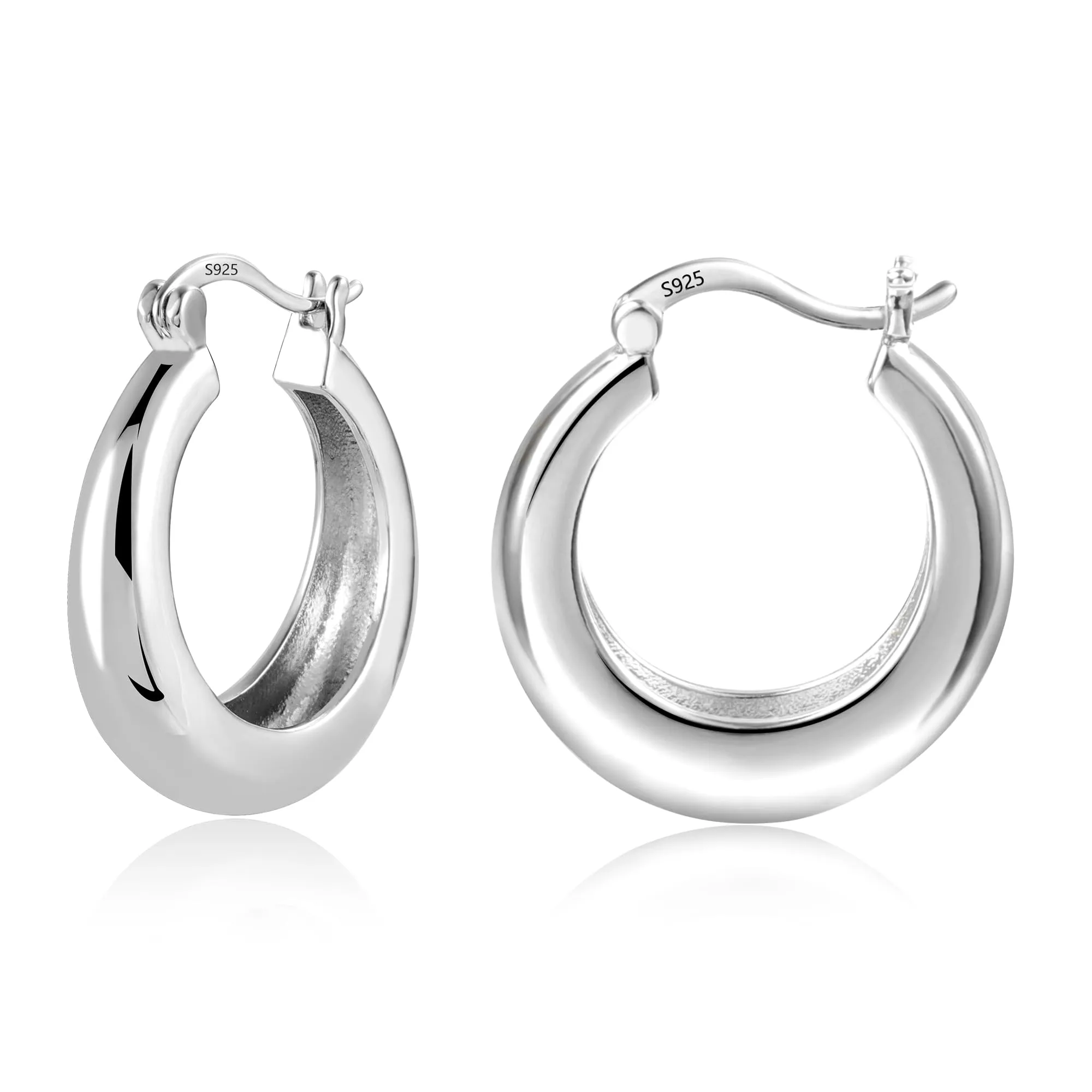 KISSPAT Orecchini a Cerchio Spessi in Argento KPDE820S, 6mm - immagine 1