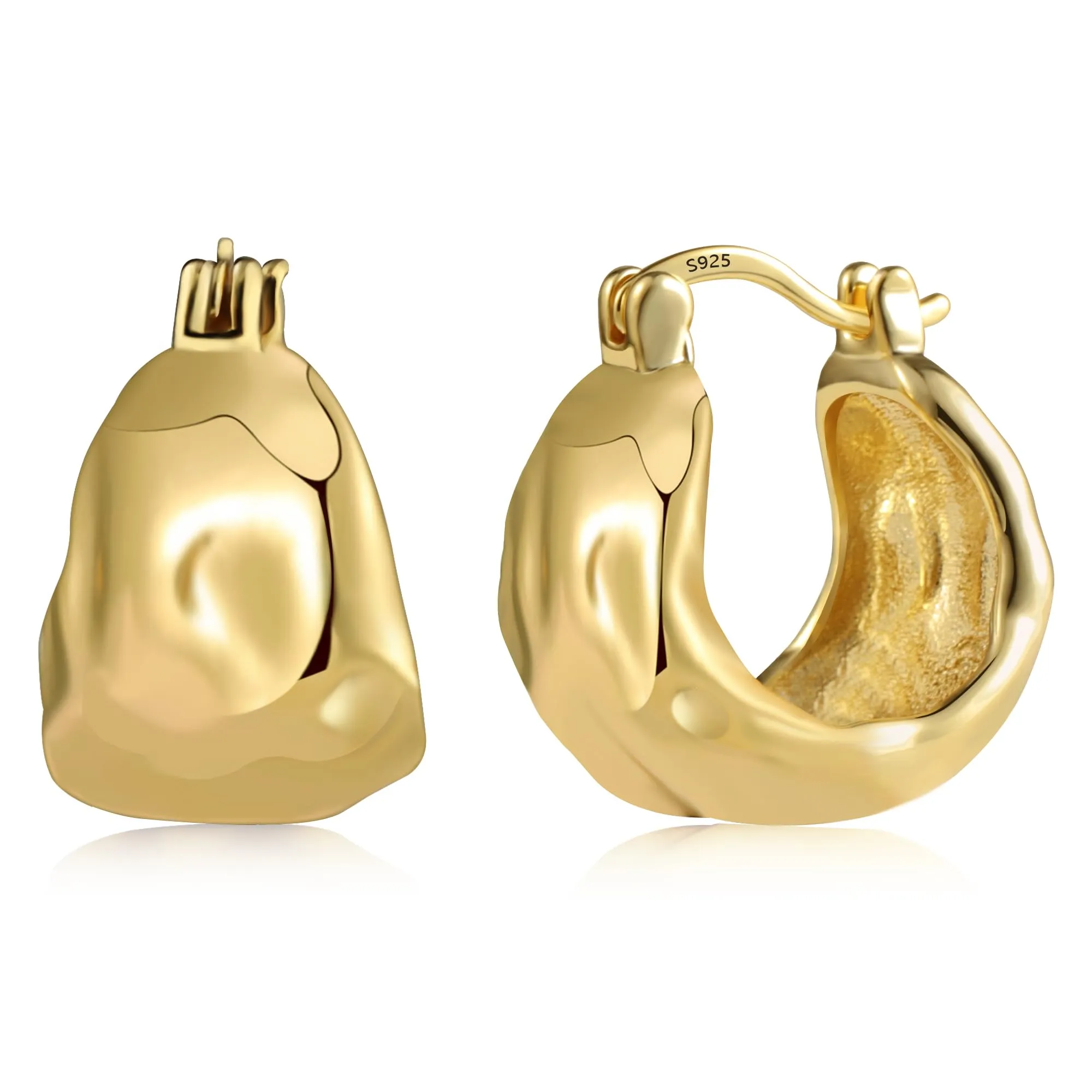 KISSPAT Orecchini a Cerchio Chunky in Oro 14K Ipoallergenici, 19.5 mm - immagine 1