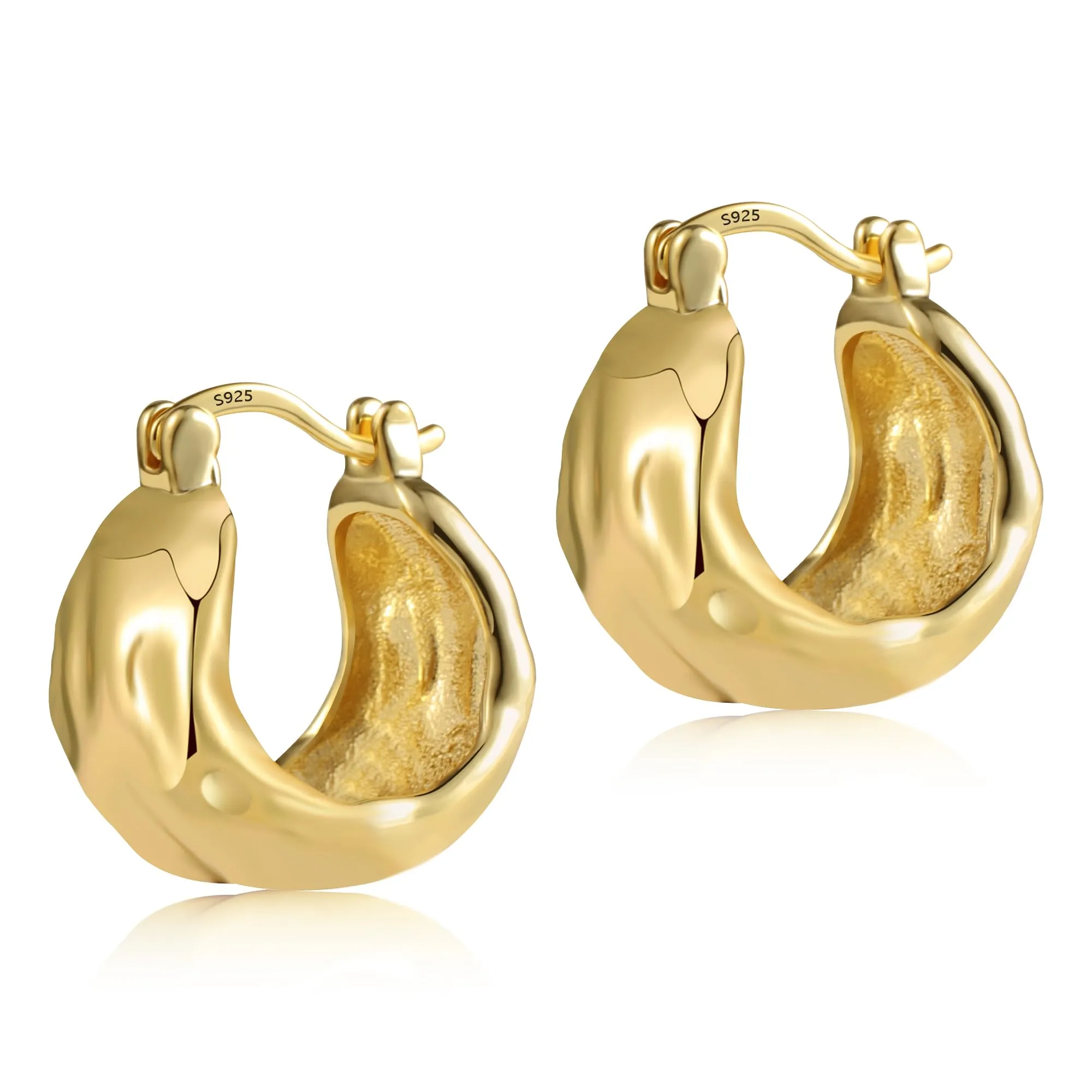 KISSPAT Orecchini a Cerchio Chunky in Oro 14K Ipoallergenici, 19.5 mm - immagine 2