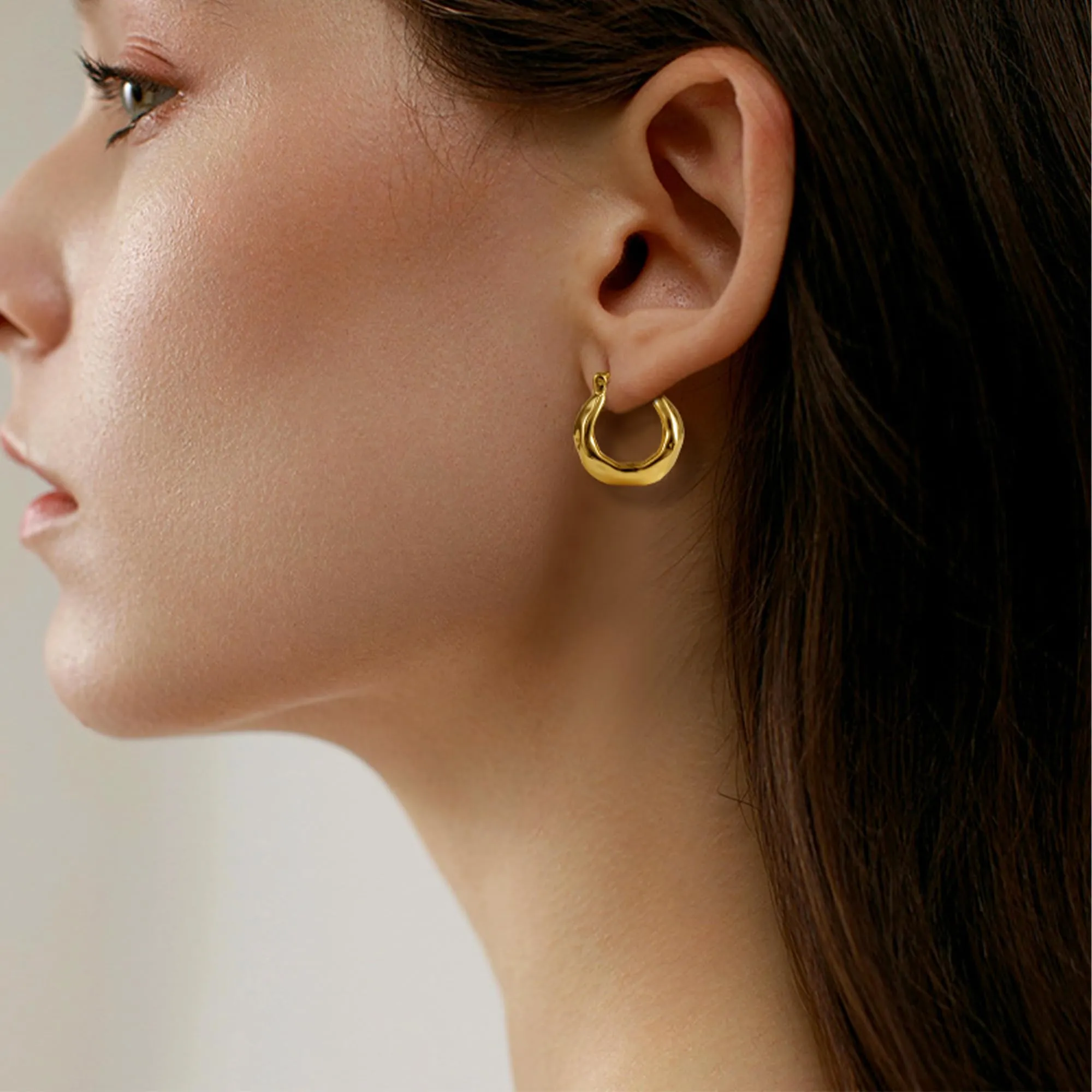 KISSPAT Orecchini a Cerchio Chunky in Oro 14K Ipoallergenici, 19.5 mm - immagine 3