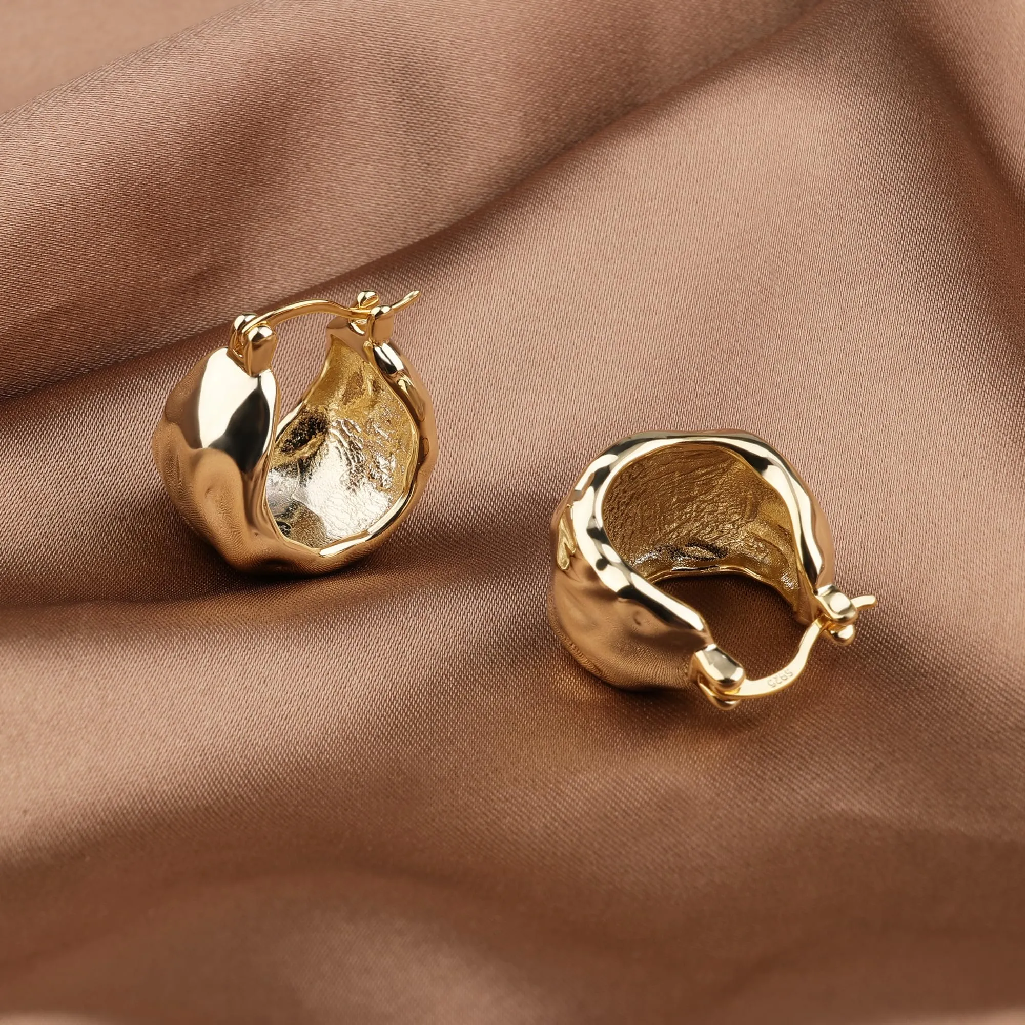 KISSPAT Orecchini a Cerchio Chunky in Oro 14K Ipoallergenici, 19.5 mm - immagine 5