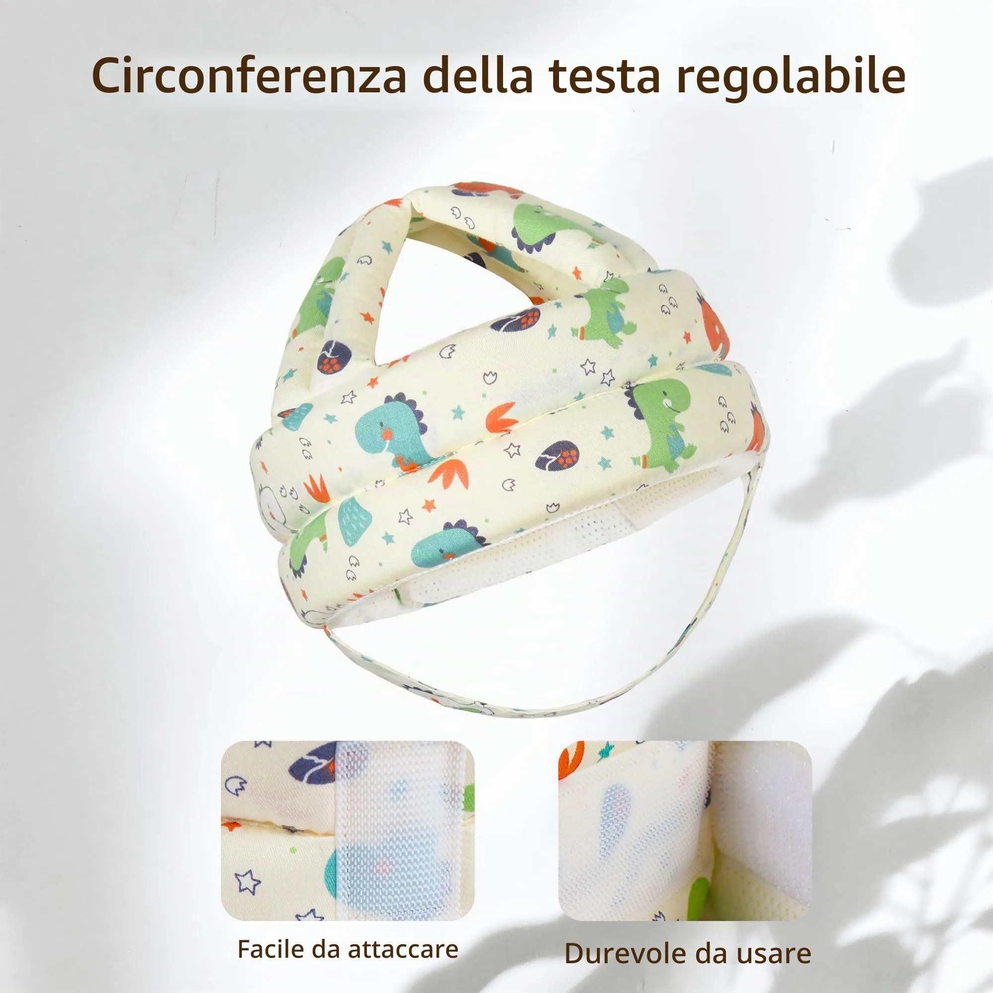 JUNUNDJING Caschetto Primi Passi per Bambini 6-36 Mesi, Dinosauro Arancione - immagine 4