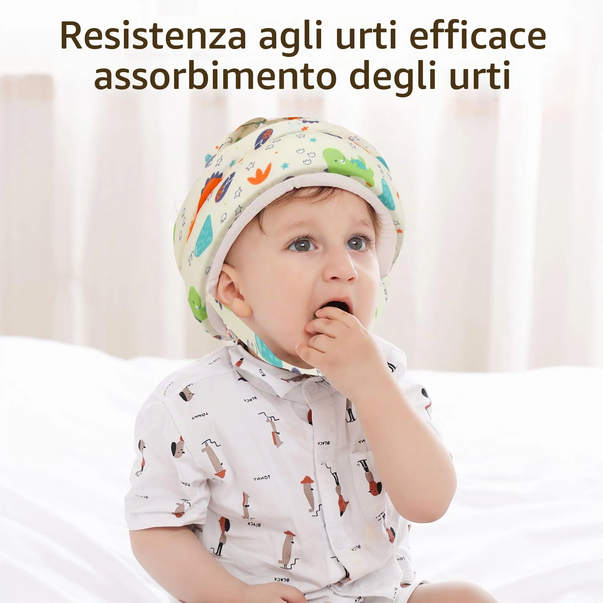 JUNUNDJING Caschetto Primi Passi per Bambini 6-36 Mesi, Dinosauro Arancione - immagine 7