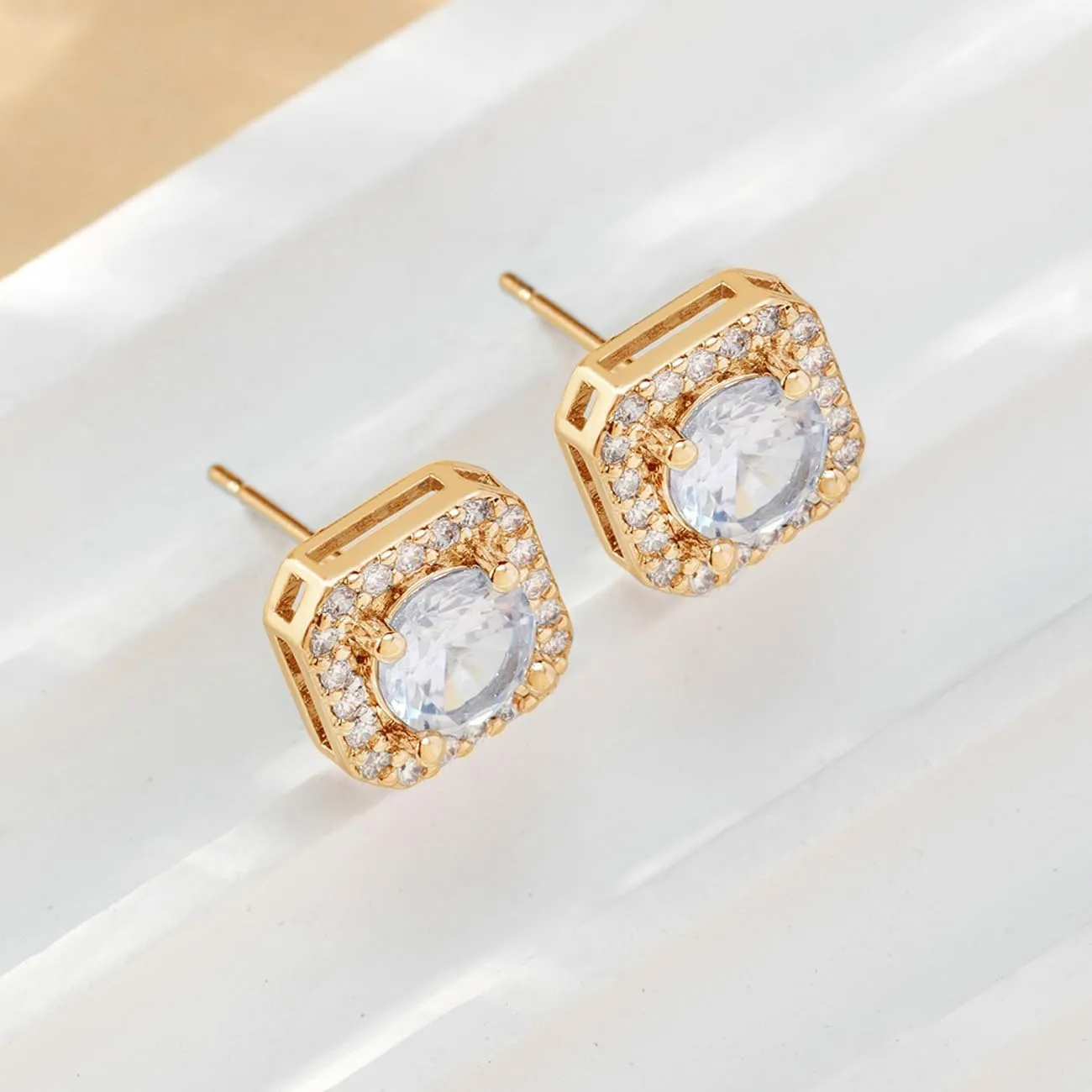 TOEECY Set Gioielli Cristallo Quadrato - Collana, Orecchini, Bracciale e Anello - Argento - immagine 5