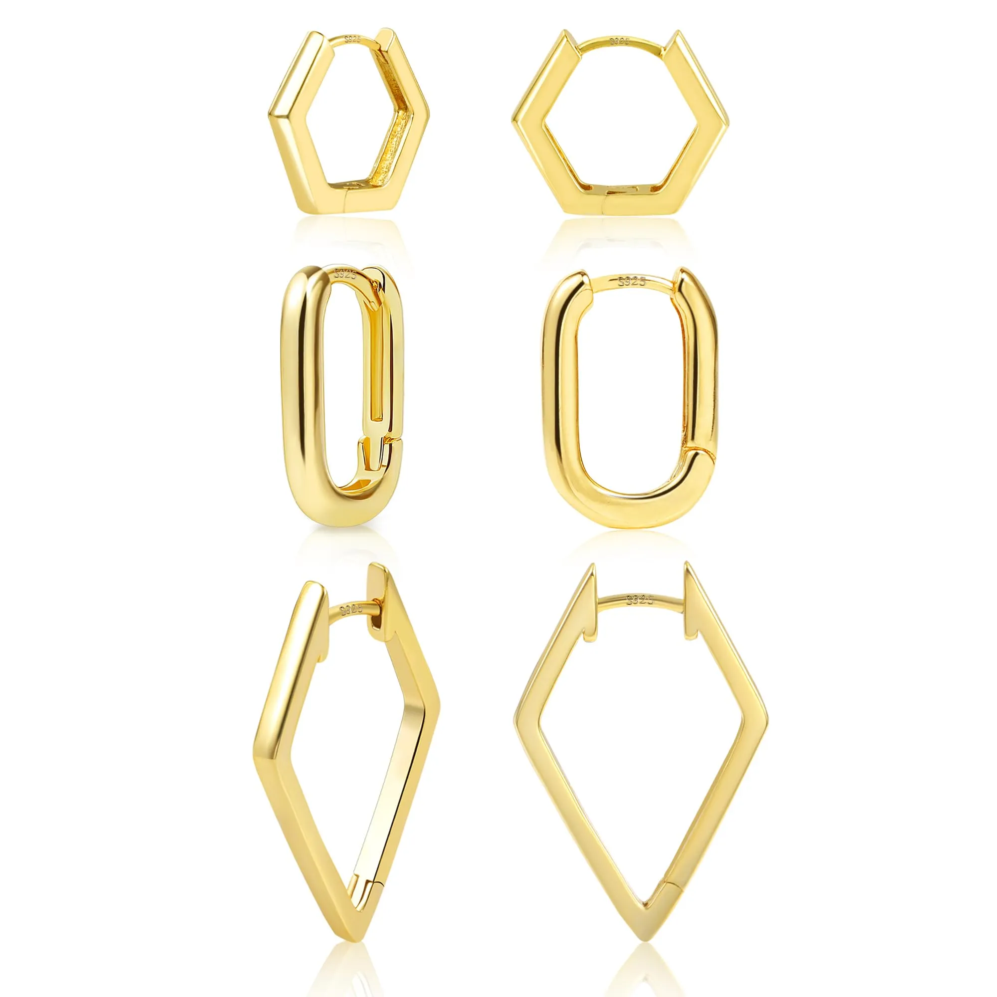 ALEXCRAFT Geometric Gold Hoop Earrings Set for Women, Minimalist Style, SCEU183G - immagine 1