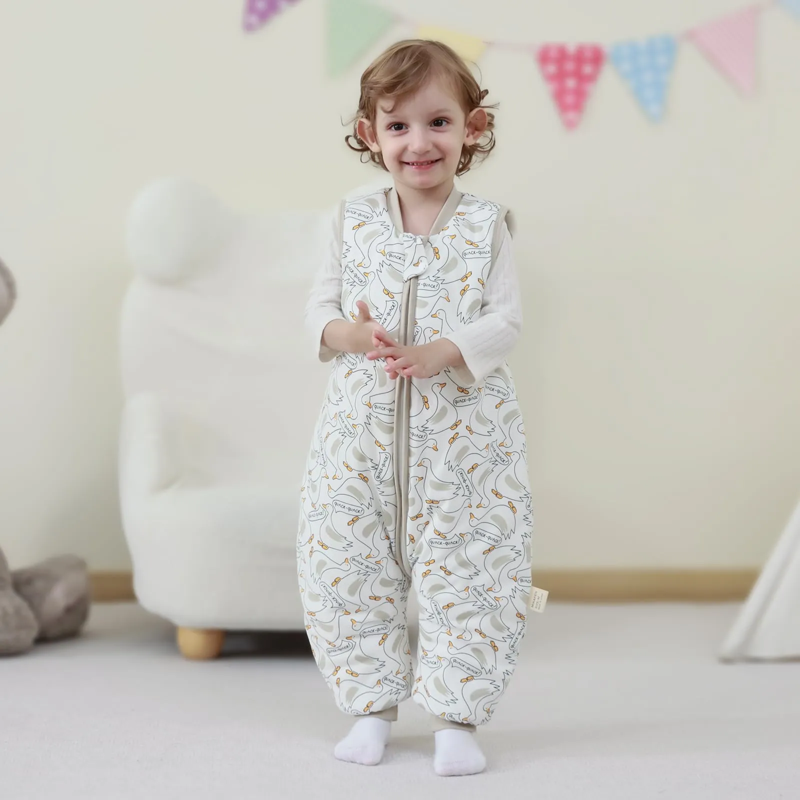 MIKAFEN Sacco Nanna Invernale con Gambe per Bambini, 2.5 Tog, Cotone, 75-85 cm (6-18 mesi), Anatra - immagine 3