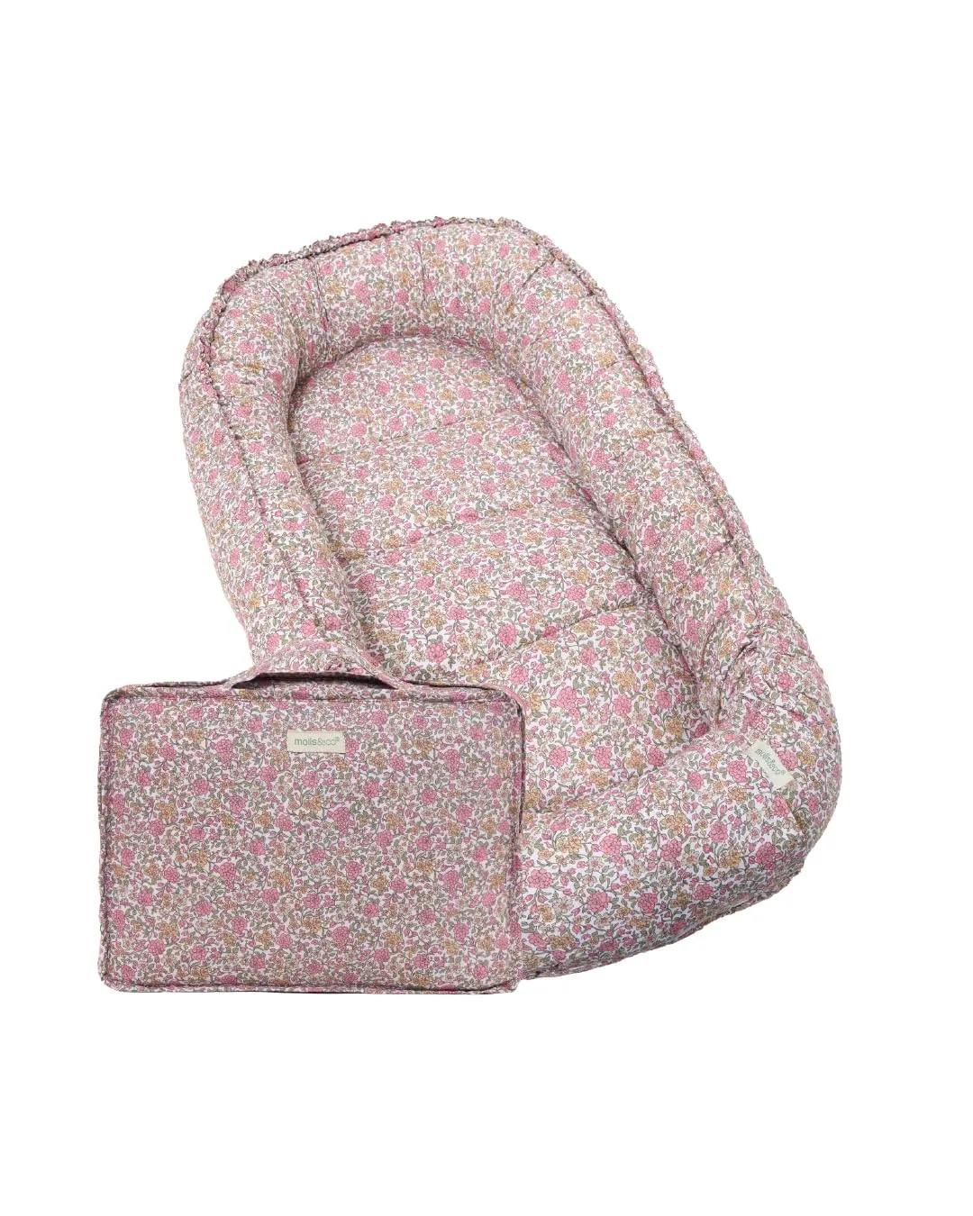 molis&co Nido per bebè 90 x 50 cm, Riduttore per culla e Co-sleeping Nest in cotone, Peony, OEKO-TEX 100 - immagine 1