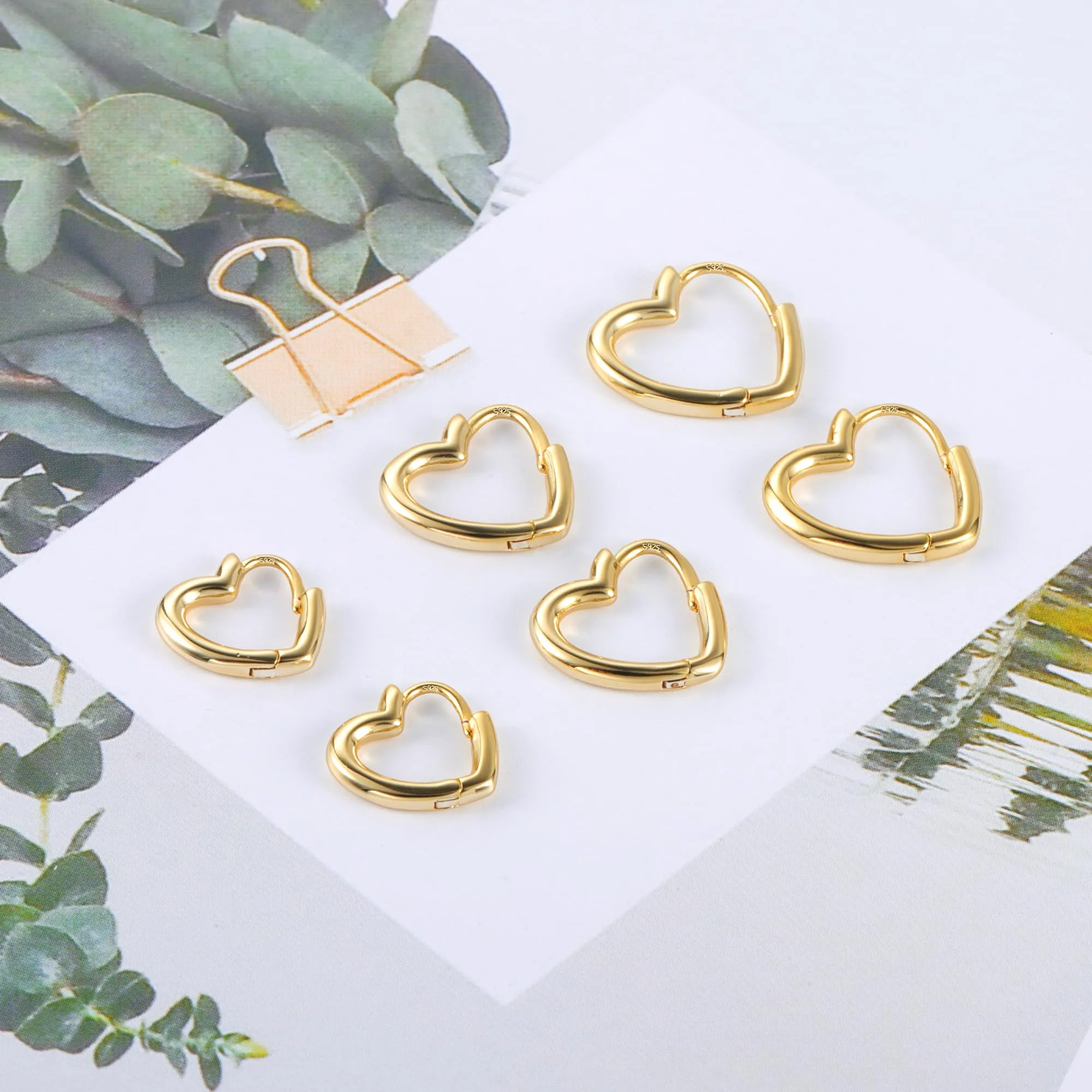 ALEXCRAFT Set Orecchini a Cuore Placcati Oro 14K SCEU251G - immagine 5