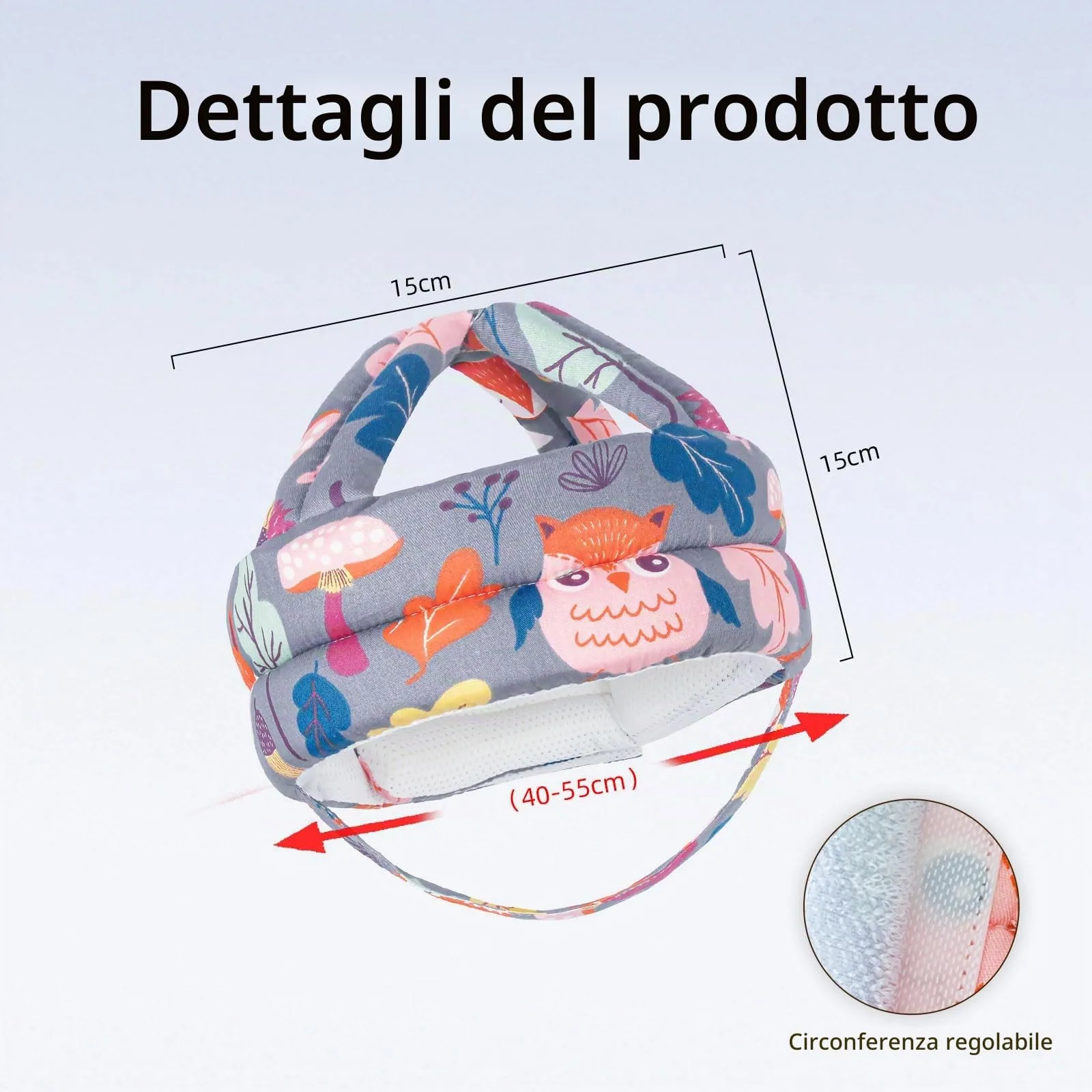JUNUNDJING Caschetto Primi Passi per Bambini da 6 a 36 Mesi, Volpe grigia - immagine 2