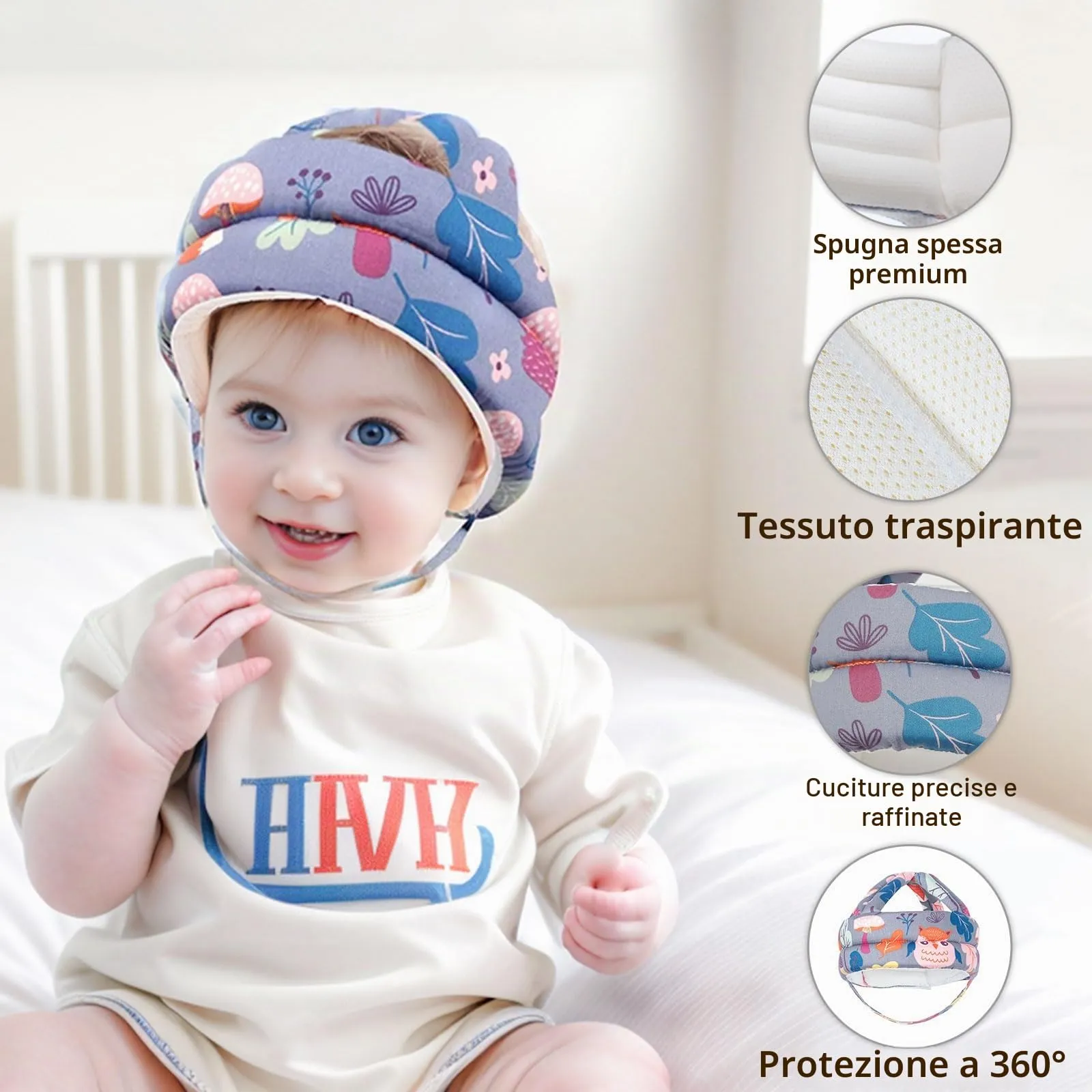 JUNUNDJING Caschetto Primi Passi per Bambini da 6 a 36 Mesi, Volpe grigia - immagine 3