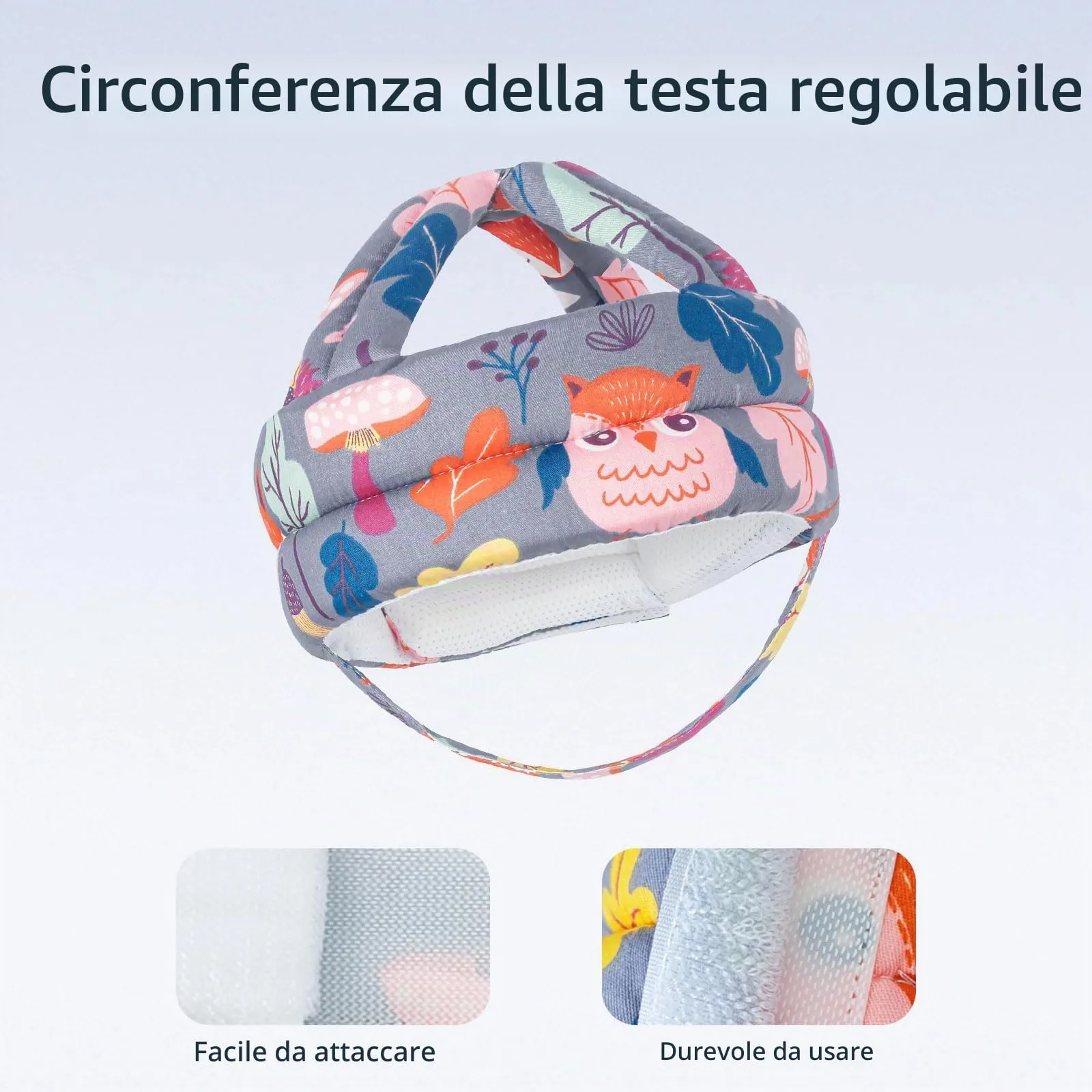 JUNUNDJING Caschetto Primi Passi per Bambini da 6 a 36 Mesi, Volpe grigia - immagine 4