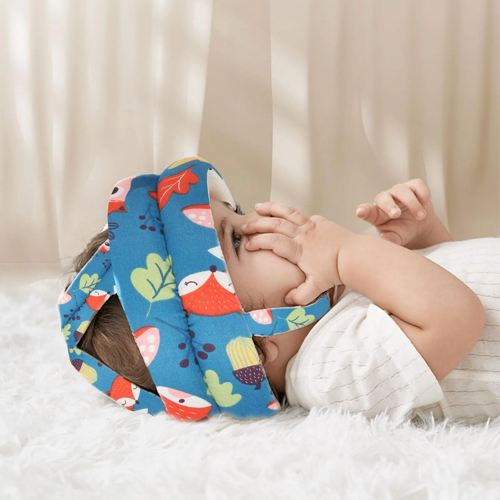 JUNUNDJING Caschetto Primi Passi per Bambini 6-36 Mesi, Volpe blu - immagine 1