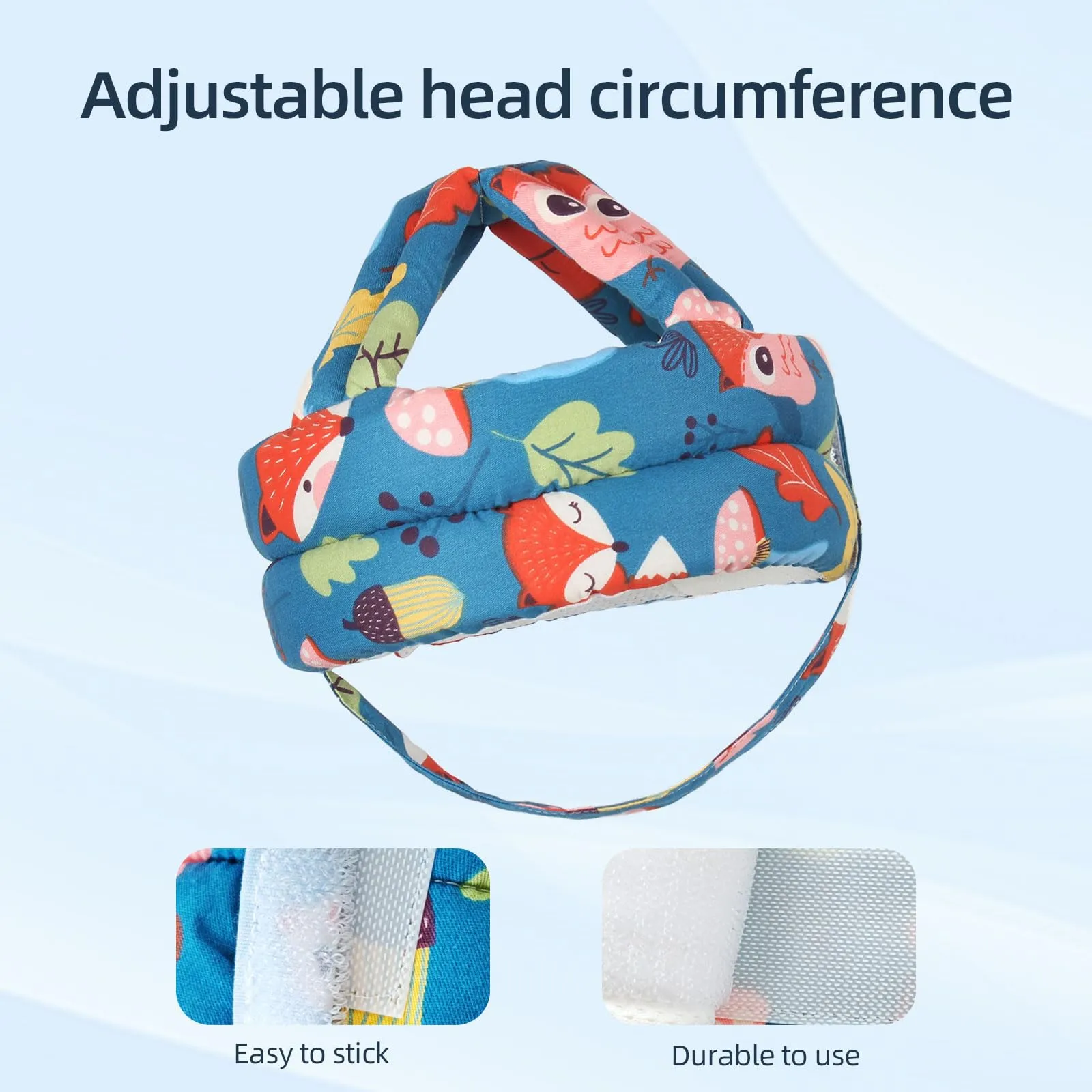 JUNUNDJING Caschetto Primi Passi per Bambini 6-36 Mesi, Volpe blu - immagine 4