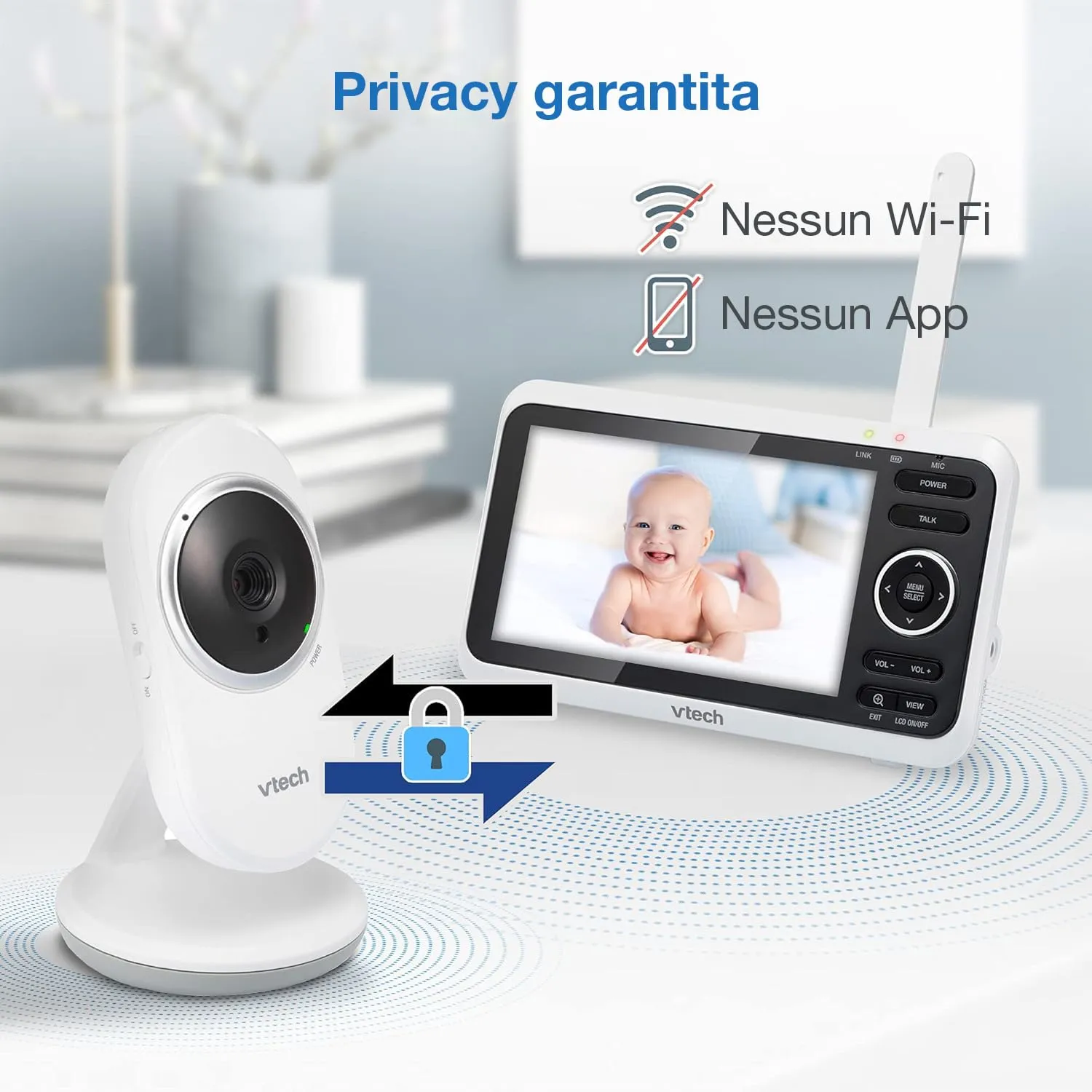 VTech VM350 Baby Monitor Video con Schermo LCD 5 Pollici, Visione Notturna, Interfono e Ninne Nanne - immagine 10
