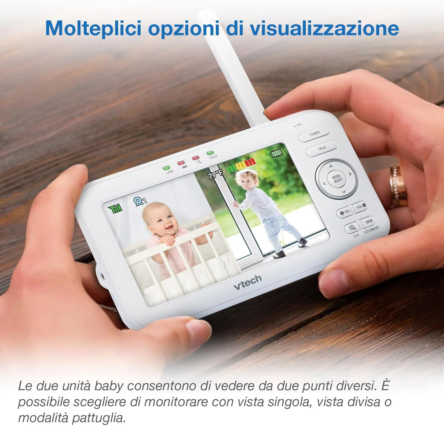 VTech VM5254 Baby Monitor con Telecamera, Schermo LCD a Colori da 5 Pollici, Visione Notturna, Comunicazione Bidirezionale, Ninne Nanne e Luce Notturna - immagine 3