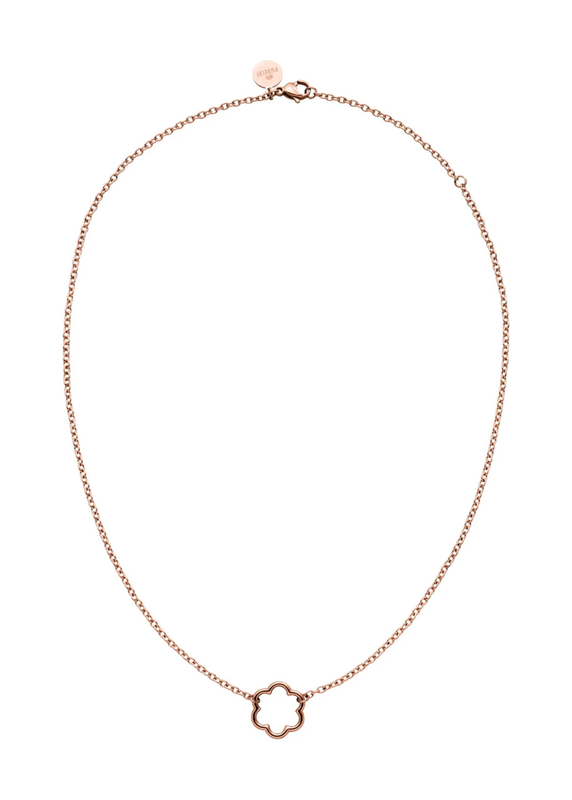 Purelei Collana Bloom con Ciondolo a Fiore in Acciaio Inossidabile, Oro Rosa, 40-45 cm - immagine 1