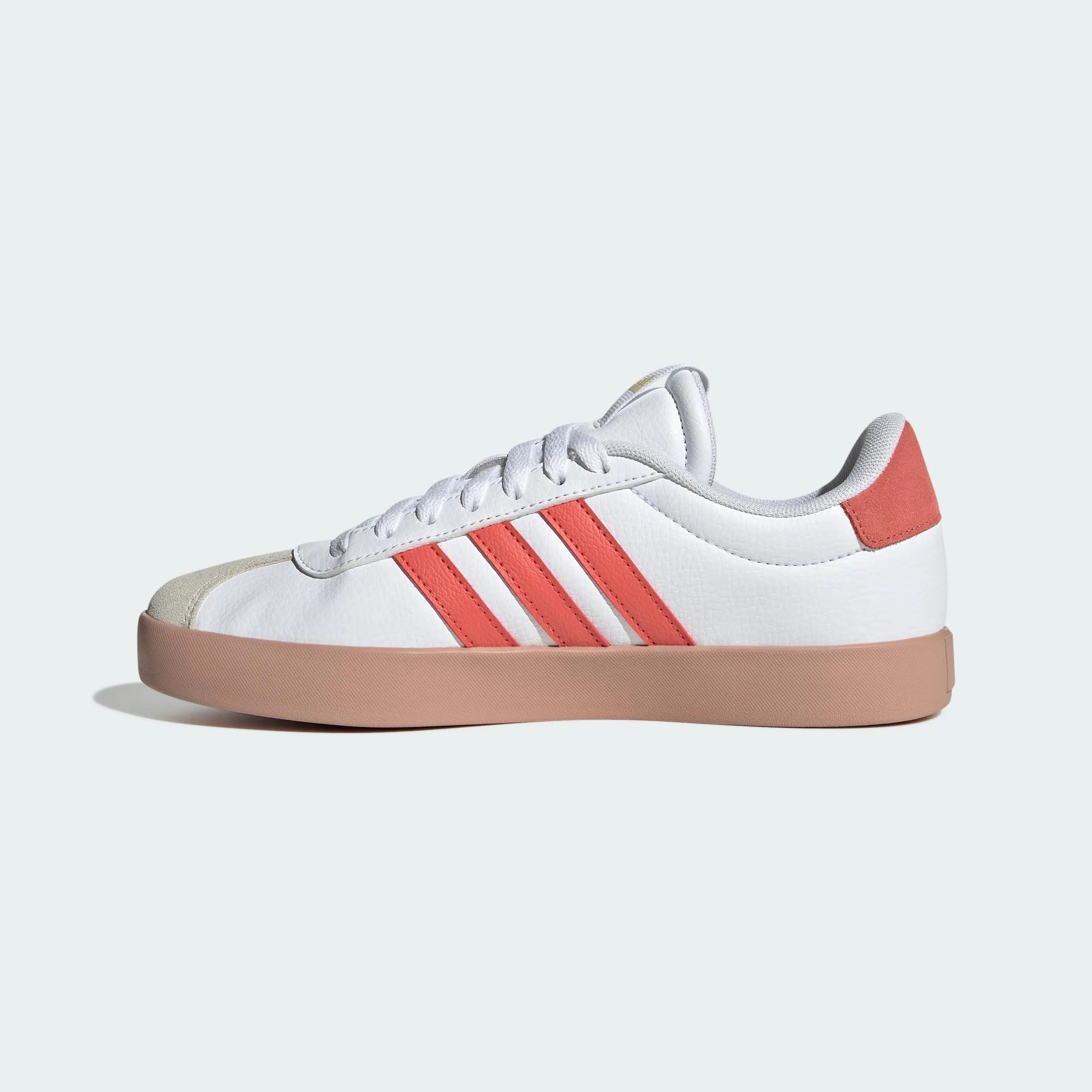 adidas VL Court 3.0 Shoes, Cloud White/Preloved Scarlet/Gold Metallic, 38 2/3 EU - immagine 3