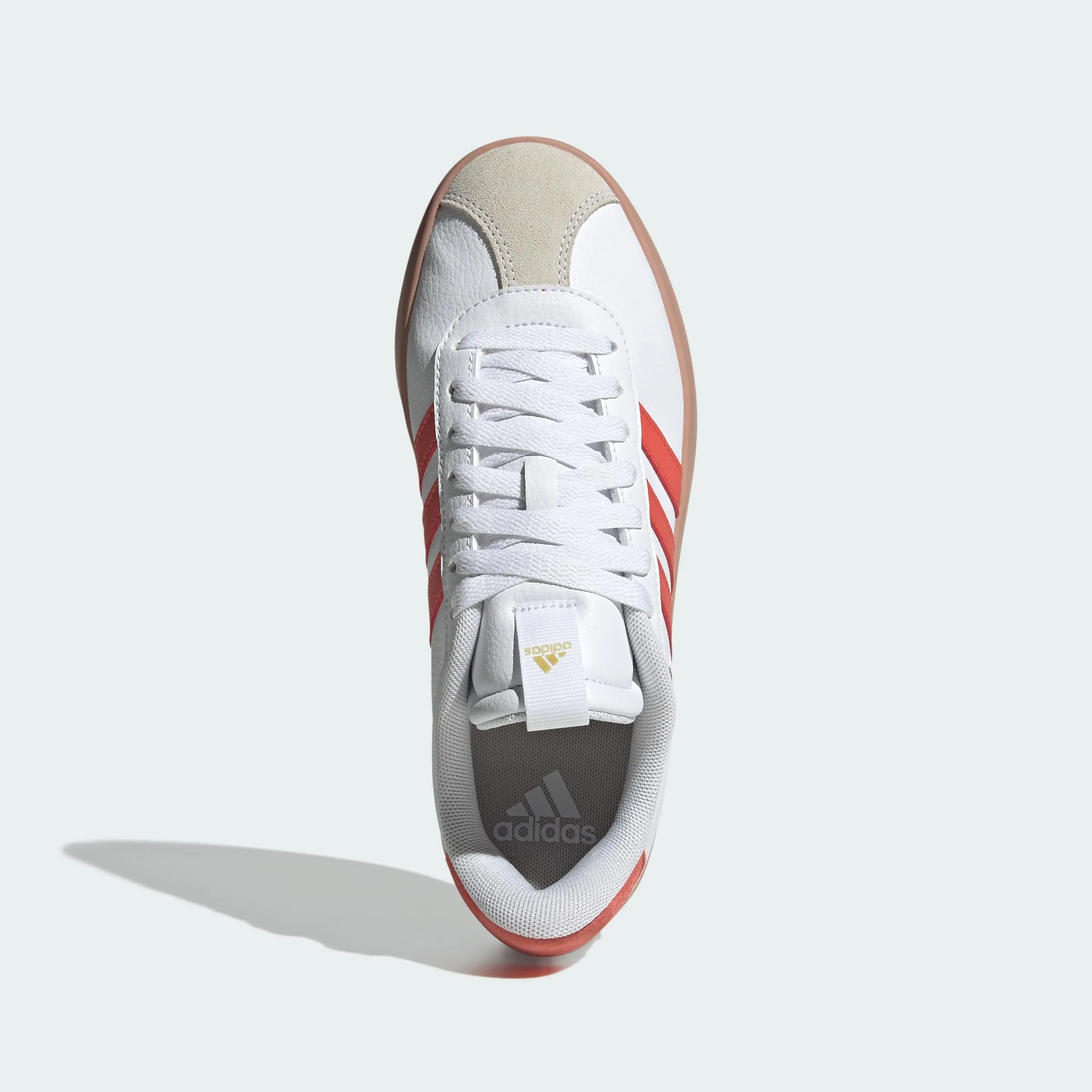 adidas VL Court 3.0 Shoes, Cloud White/Preloved Scarlet/Gold Metallic, 38 2/3 EU - immagine 4