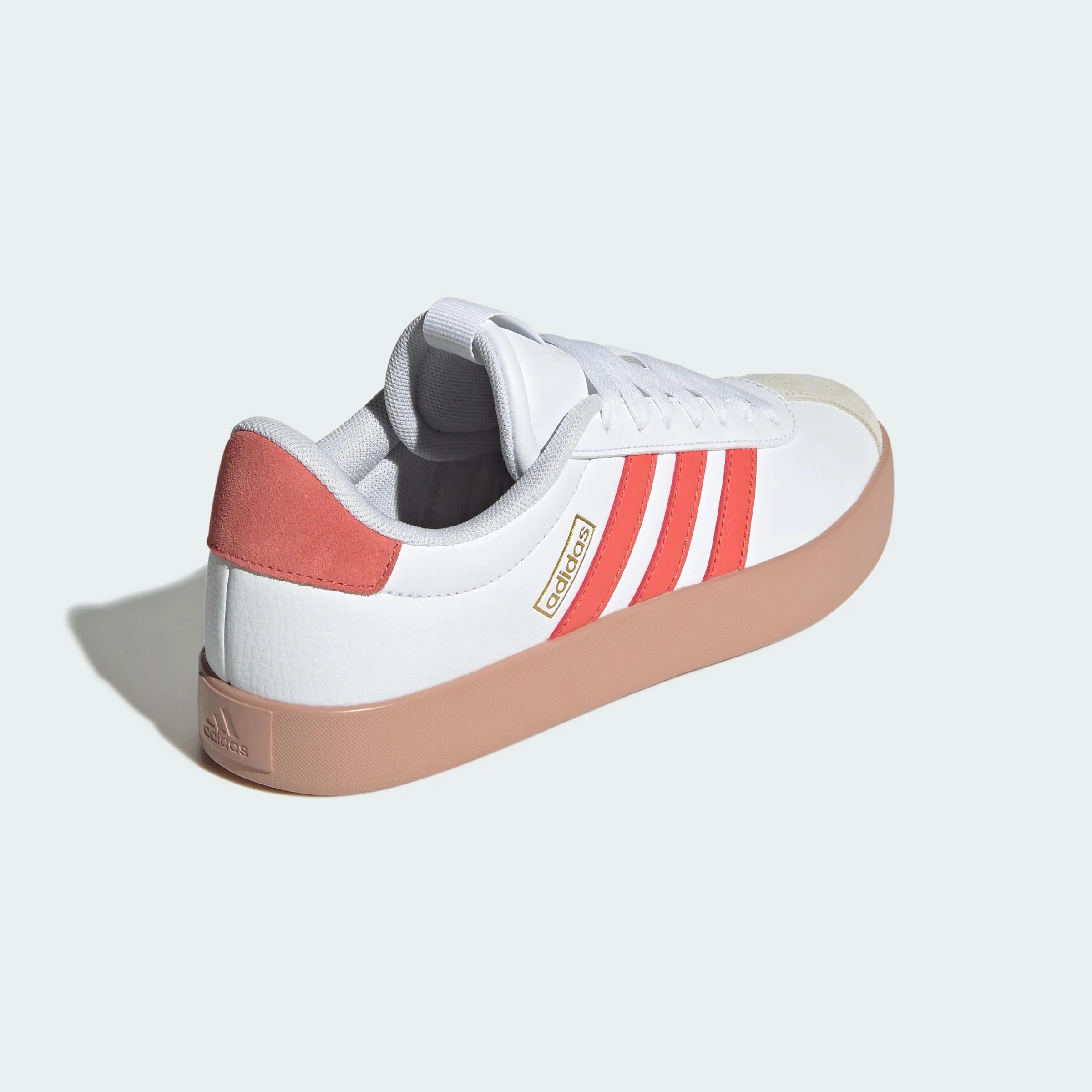 adidas VL Court 3.0 Shoes, Cloud White/Preloved Scarlet/Gold Metallic, 38 2/3 EU - immagine 7