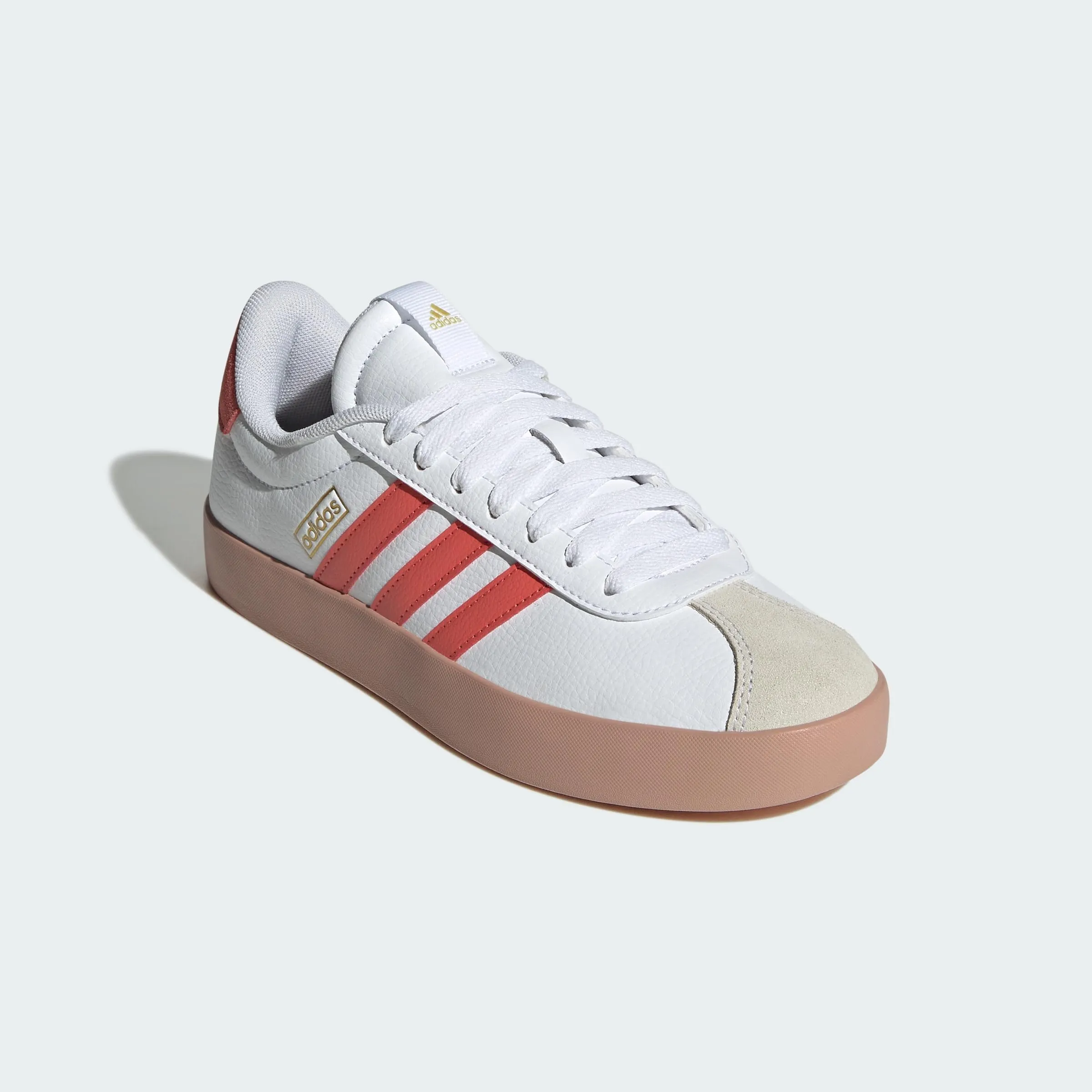 adidas VL Court 3.0 Shoes, Cloud White/Preloved Scarlet/Gold Metallic, 37 1/3 EU - immagine 6