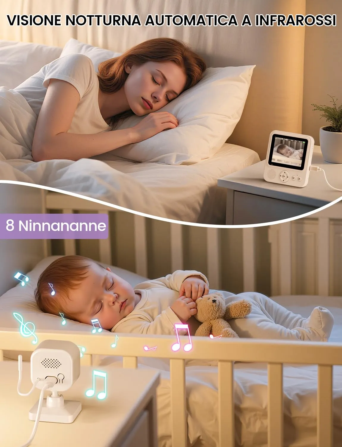 OBVHNUA Baby Monitor Video e Audio 2,8" 720P con VOX, Senza WiFi e Zoom - immagine 9