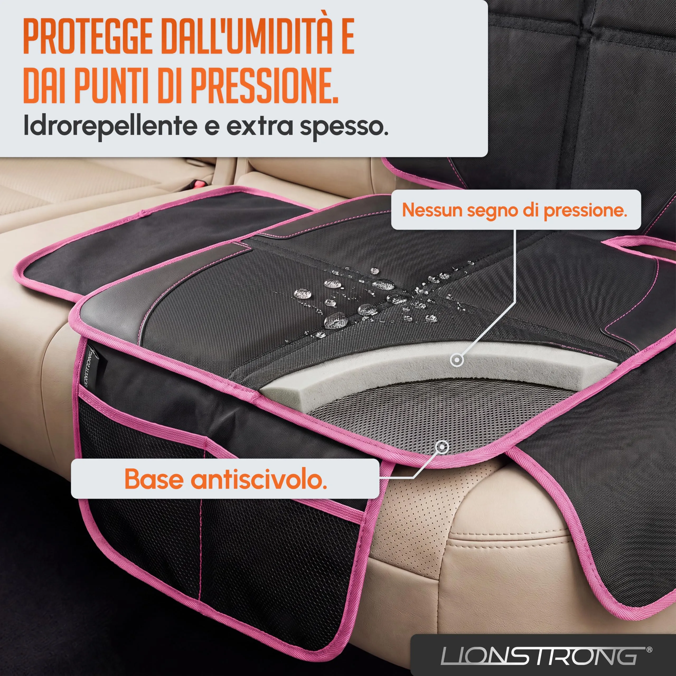 LIONSTRONG Protettori per Sedile Auto Compatibile ISOFIX - Rosa - immagine 4