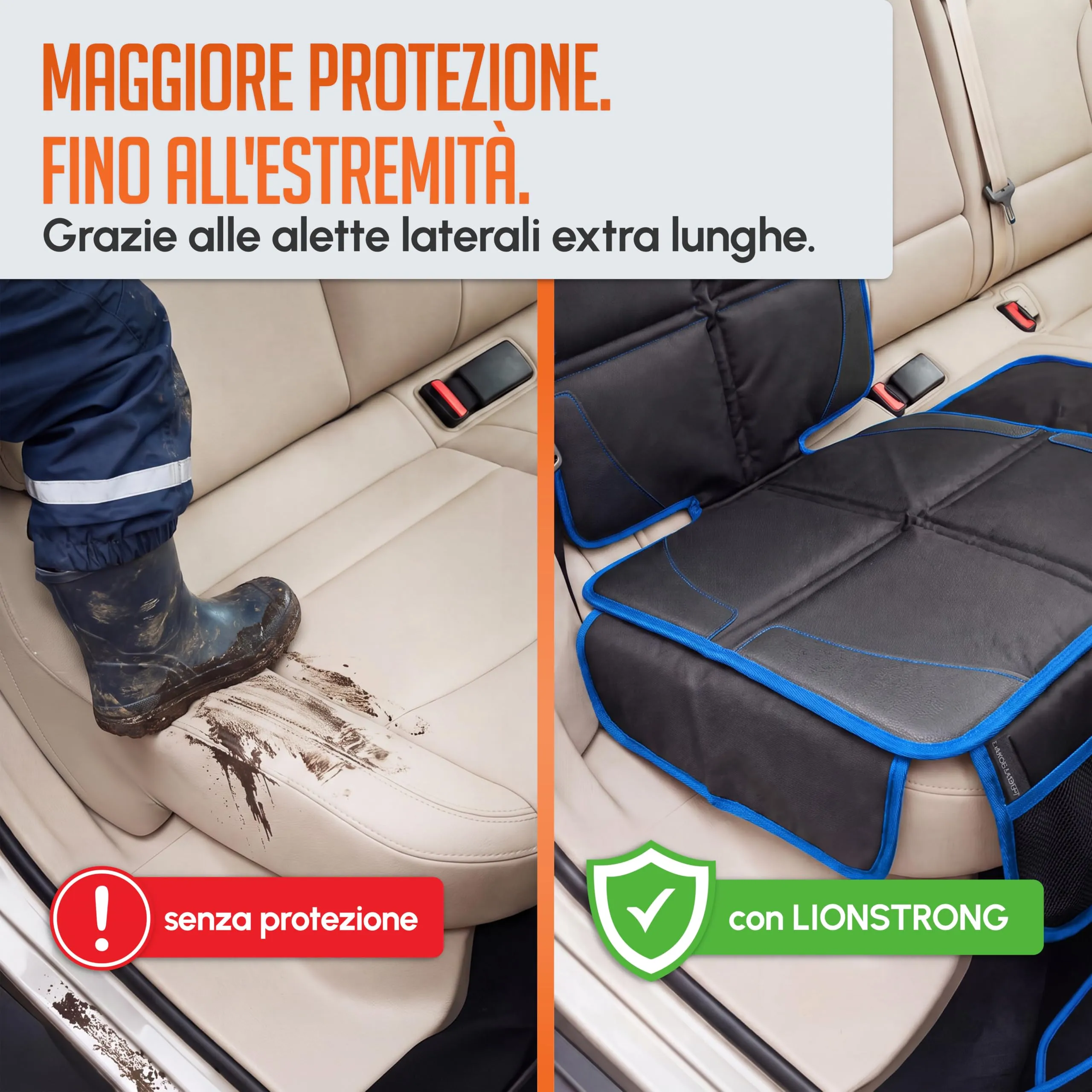 LIONSTRONG Protettori per Sedile Auto Compatibile ISOFIX - Blu - immagine 3