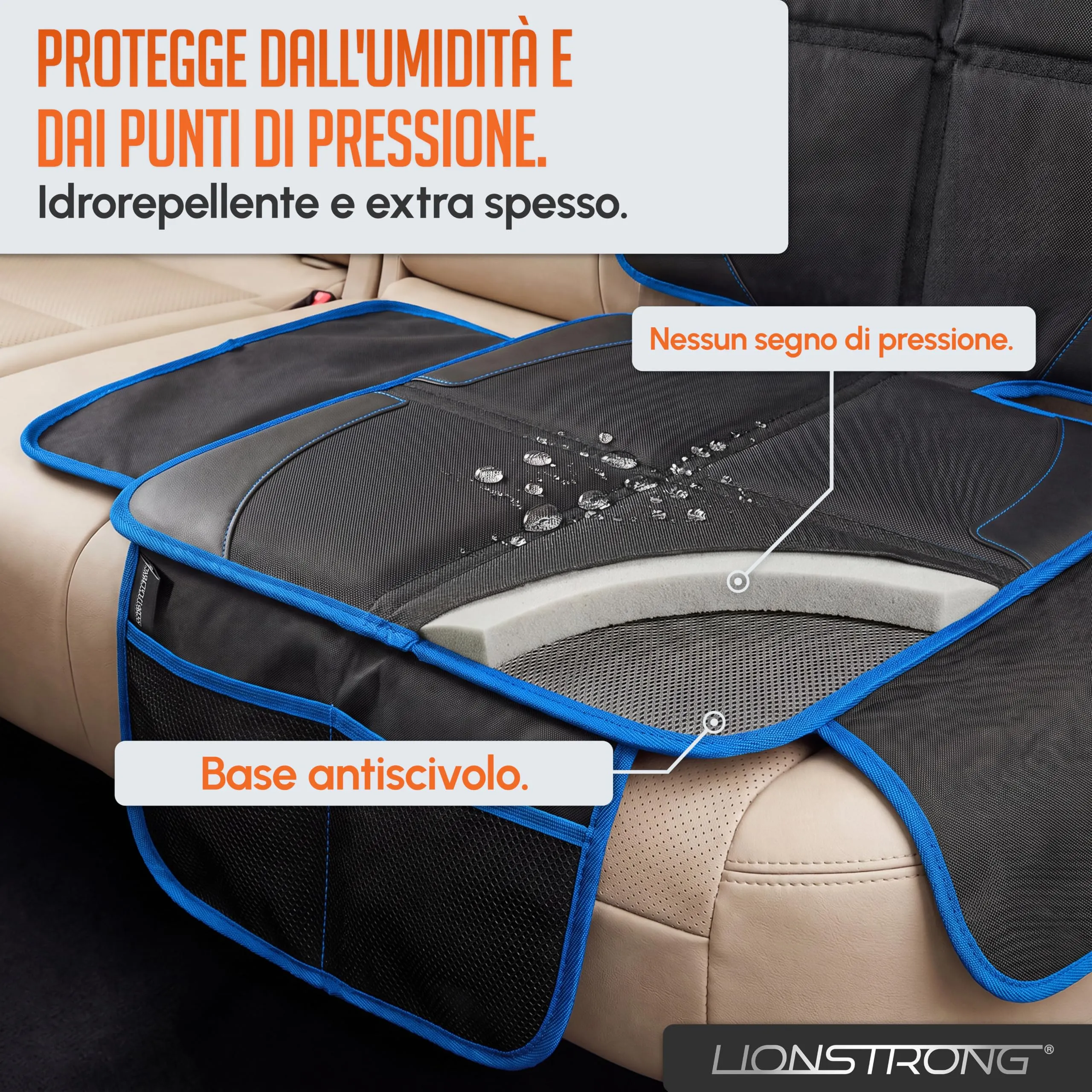 LIONSTRONG Protettori per Sedile Auto Compatibile ISOFIX - Blu - immagine 4