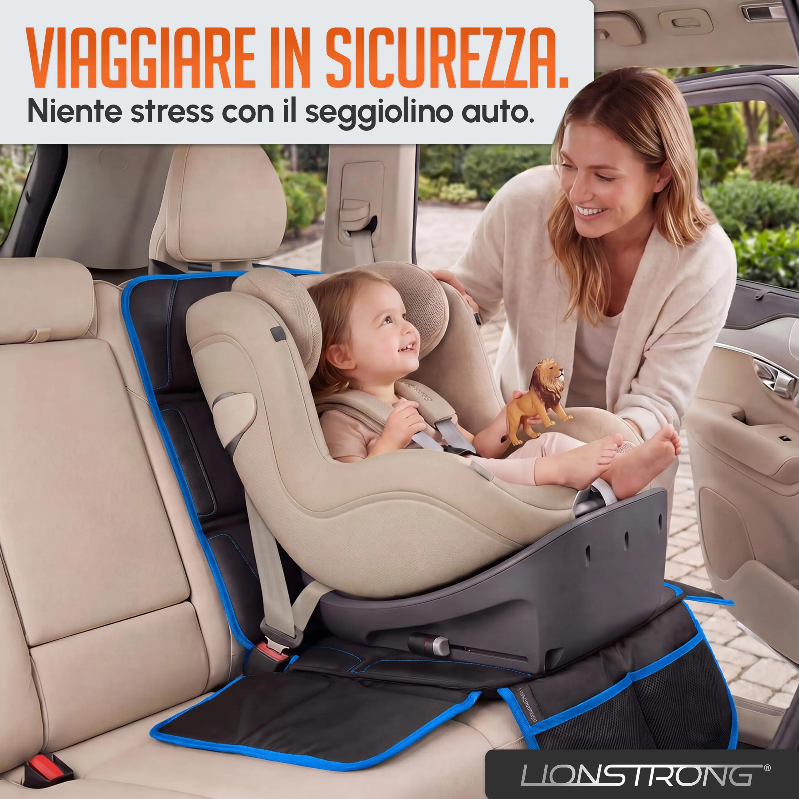 LIONSTRONG Protettori per Sedile Auto Compatibile ISOFIX - Blu - immagine 6