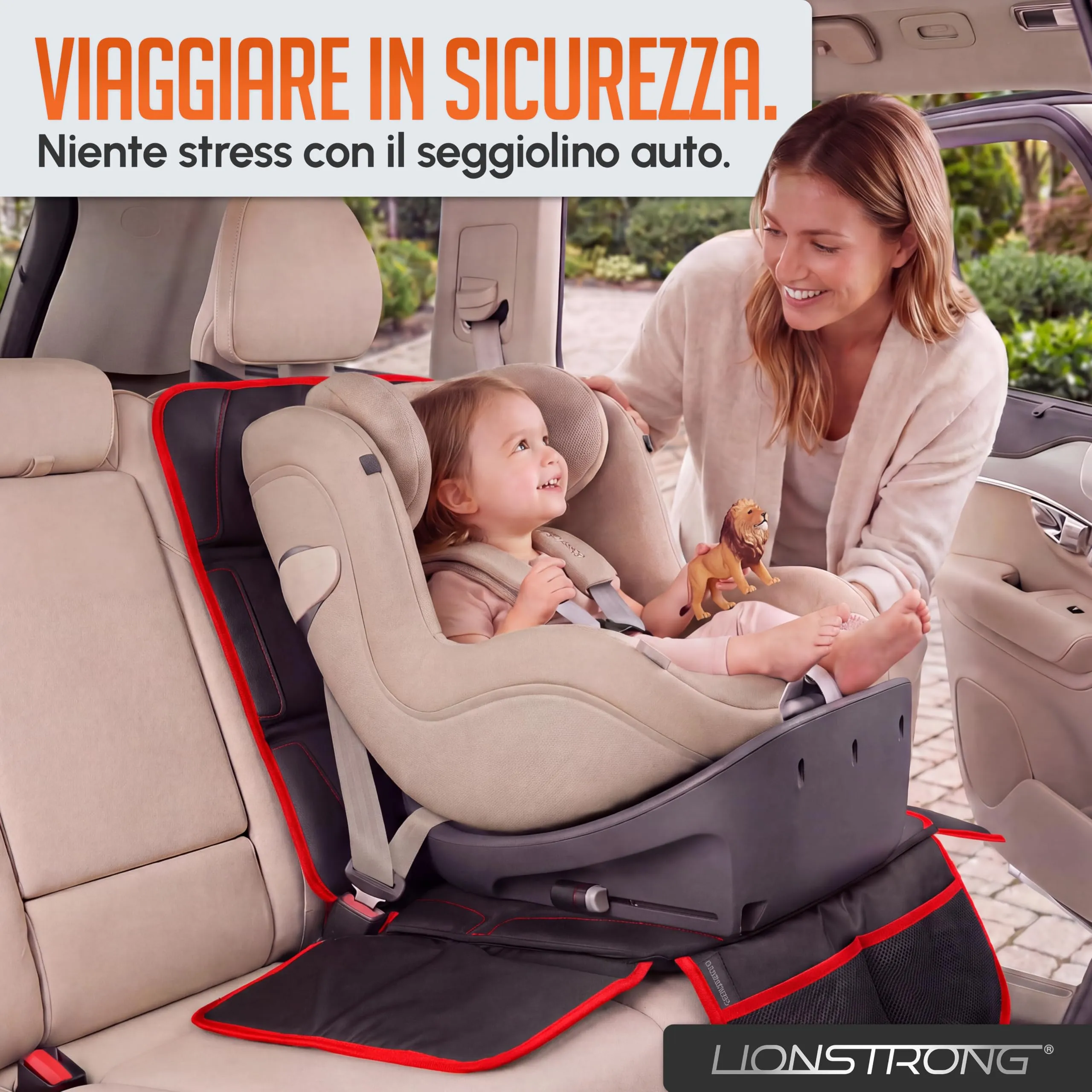LIONSTRONG Protettori per Sedile Auto Compatibile ISOFIX - Rosso - immagine 6