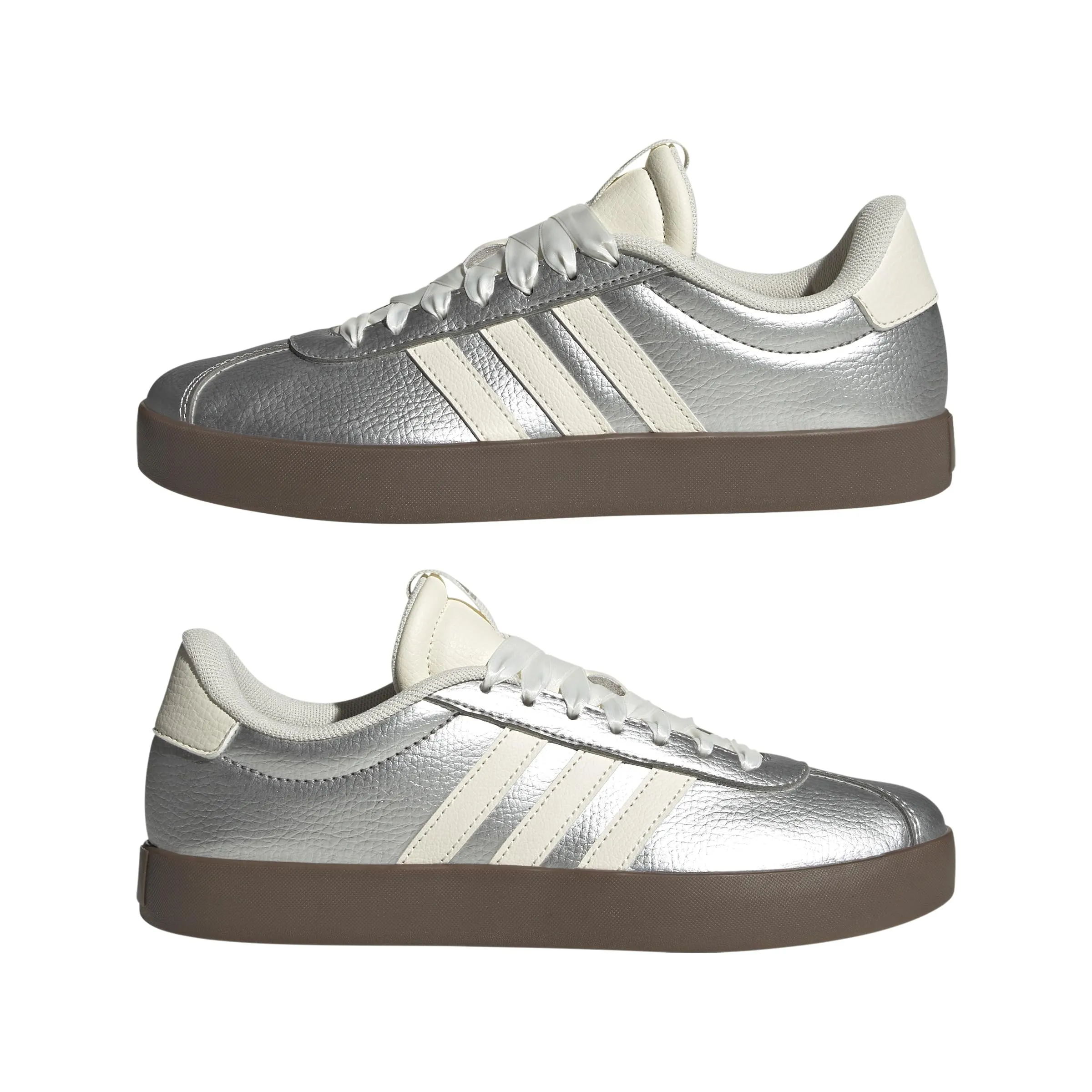 adidas VL Court 3.0 Sneaker da Donna, Argento Metallizzato Off White Gum, 44 EU - immagine 8