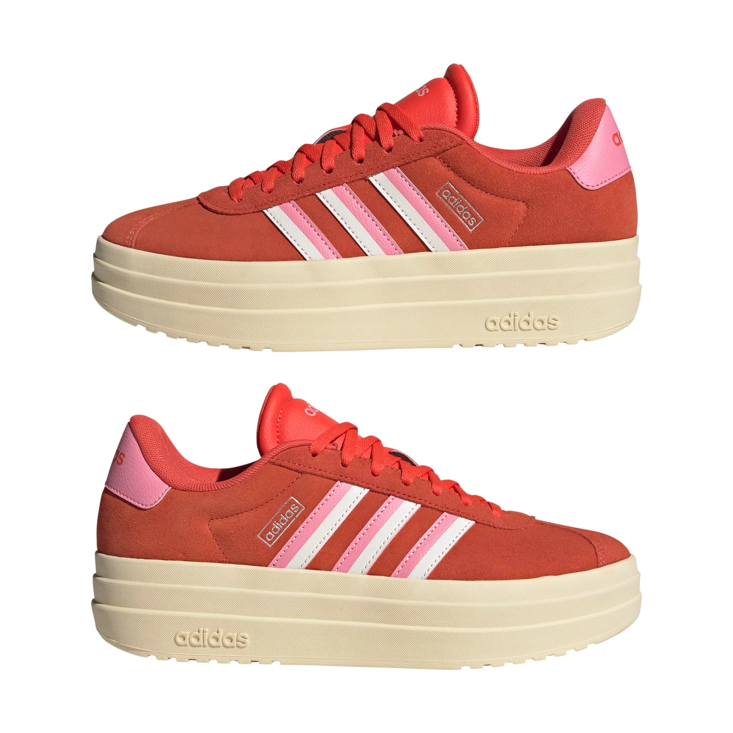 adidas VL Court Bold Sportswear Sneaker da donna, Rosso acceso/Rosa Bliss/Bianco nuvola, 39 1/3 EU - immagine 7