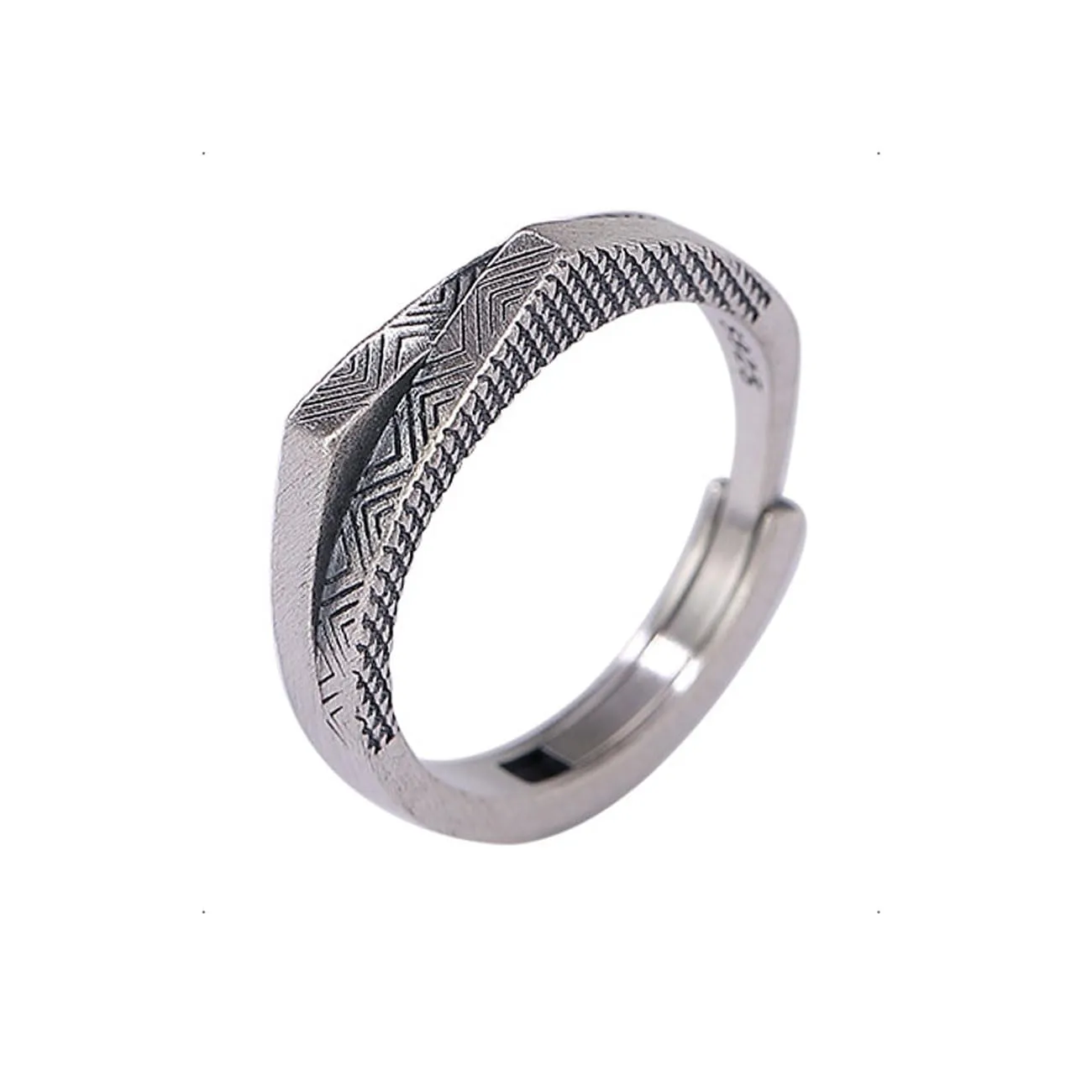 KONFEN Anello Regolabile Unisex Montagna in Argento Placcato - immagine 1