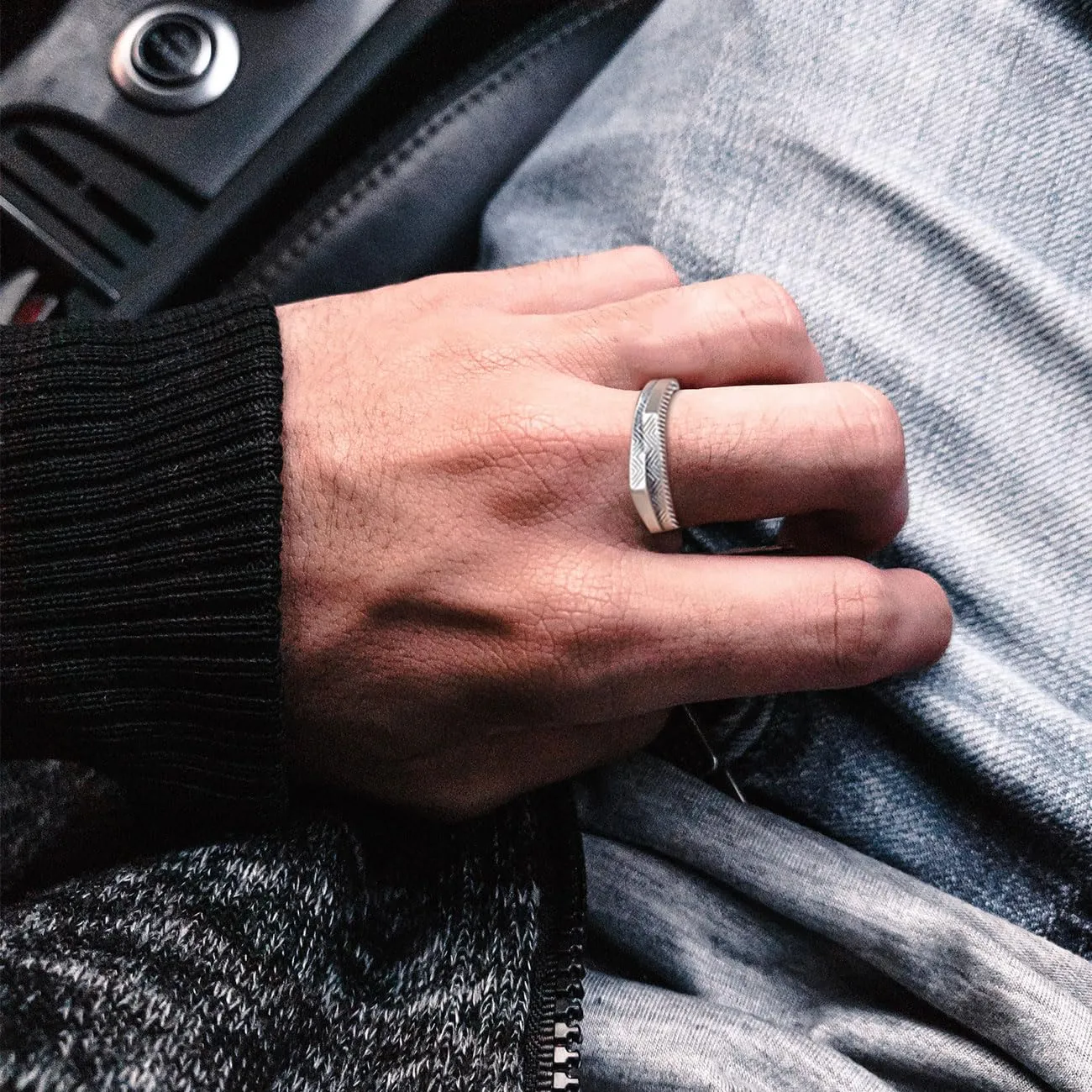 KONFEN Anello Regolabile Unisex Montagna in Argento Placcato - immagine 6