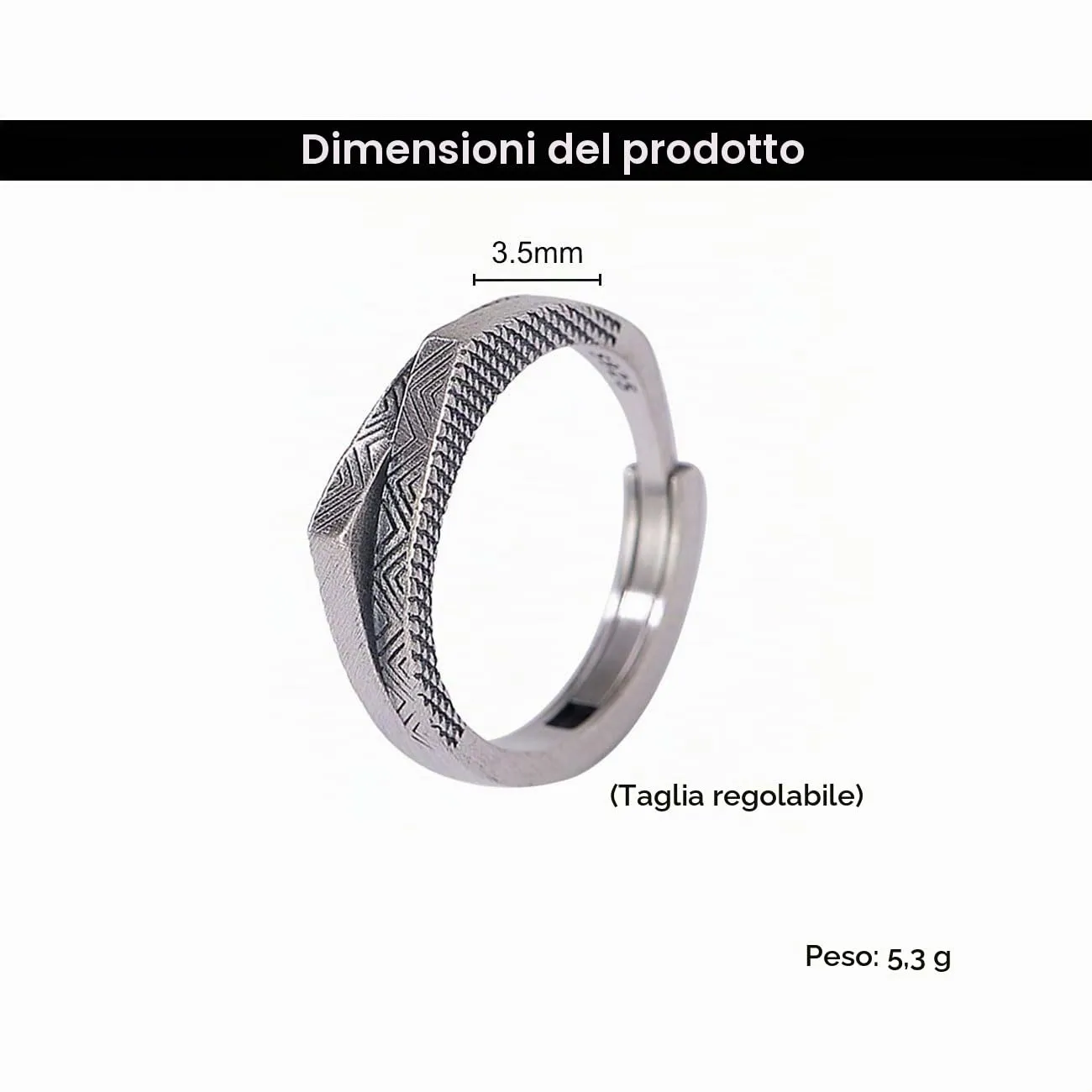KONFEN Anello Regolabile Unisex Montagna in Argento Placcato - immagine 7