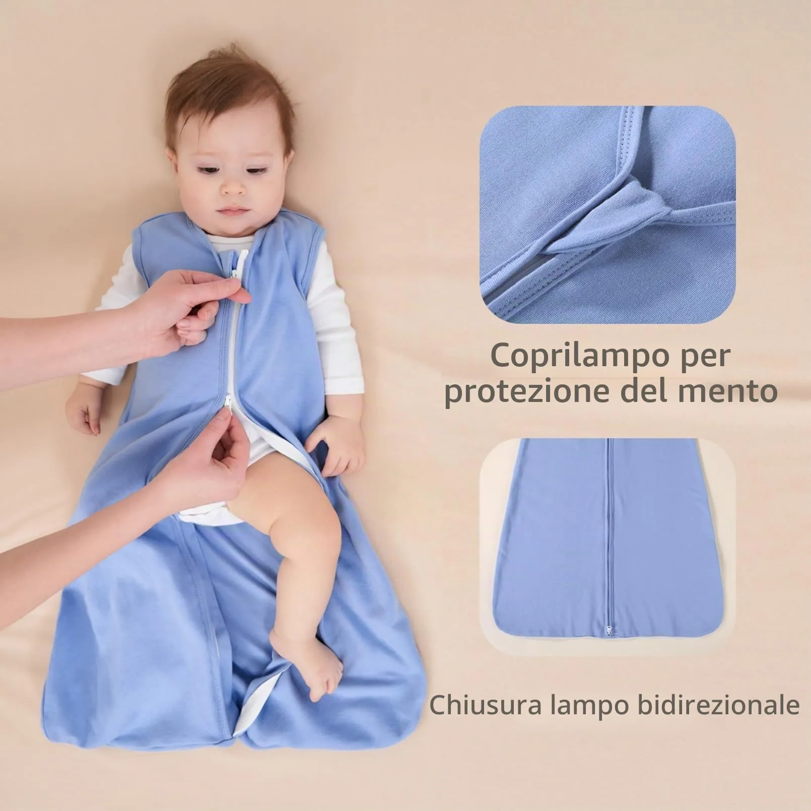 FIEMOL Sacco Nanna in Cotone, 0,5 Tog, 18-24 Mesi (89-101 cm), Confezione da 3, Albicocca - immagine 3