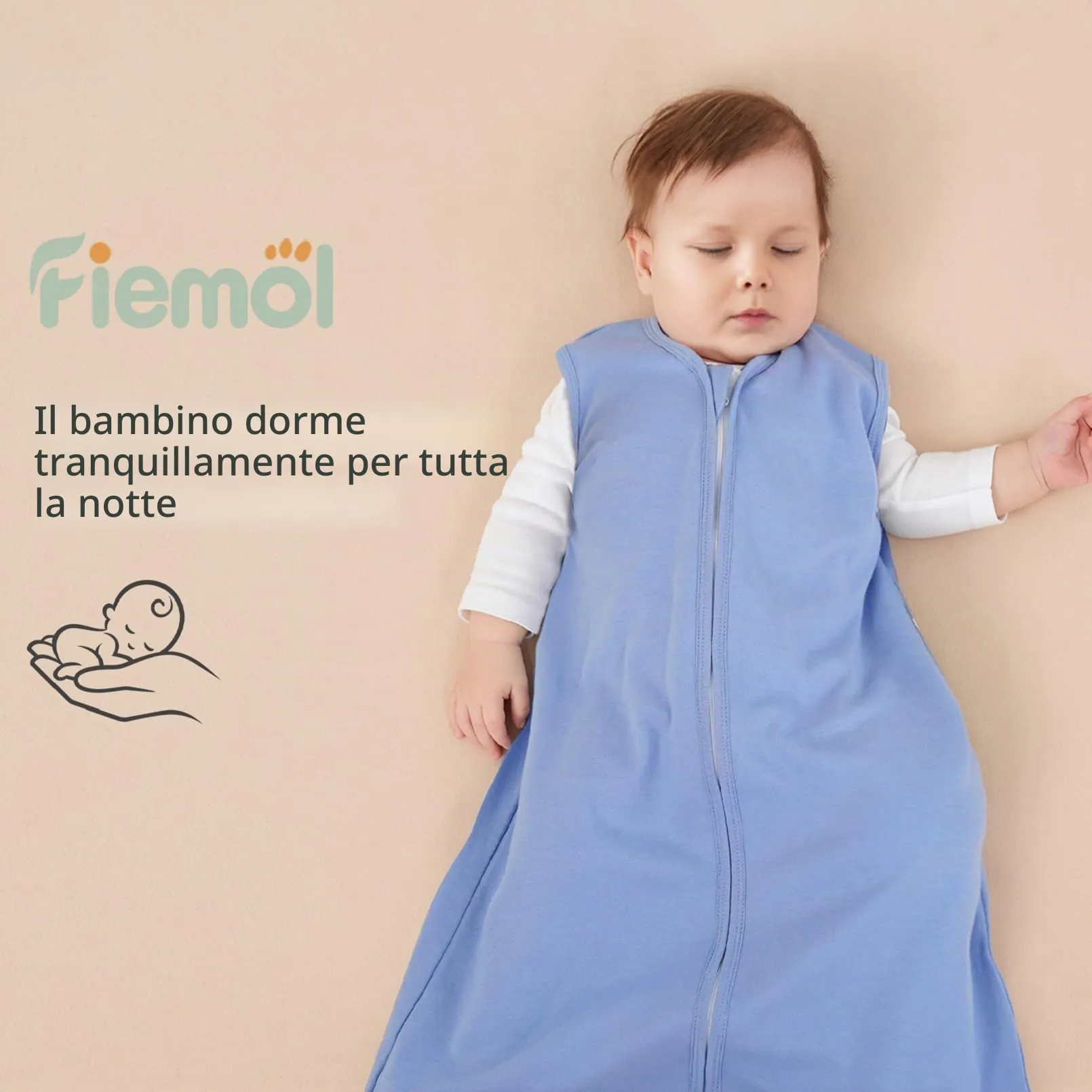 FIEMOL Sacco Nanna 12-18 Mesi, 0,5 Tog, Cotone, 3 Pezzi, Albicocca - immagine 6