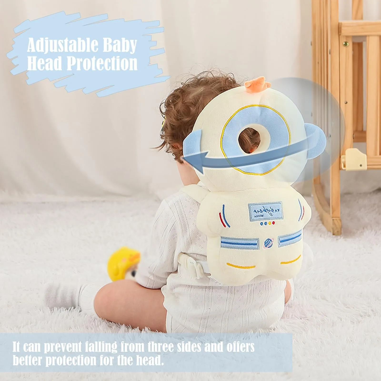 Bambebe Cuscino Anticaduta Protezione Testa per Neonato e Bambini, Zainetto Regolabile Primi Passi (Astronauta) - immagine 4