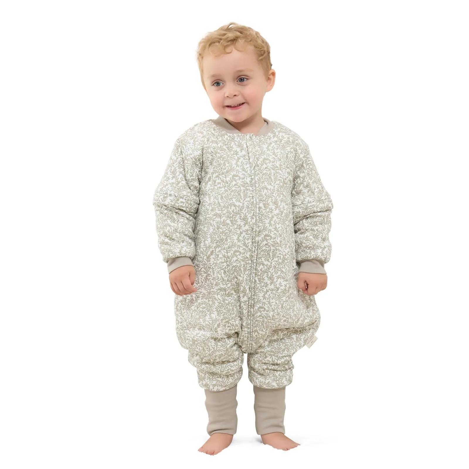 Mosebears Sacco Nanna con Gambe 2.5 Tog per Bambino, Foderato Invernale con Maniche Staccabili, Cotone, Leaf - immagine 1