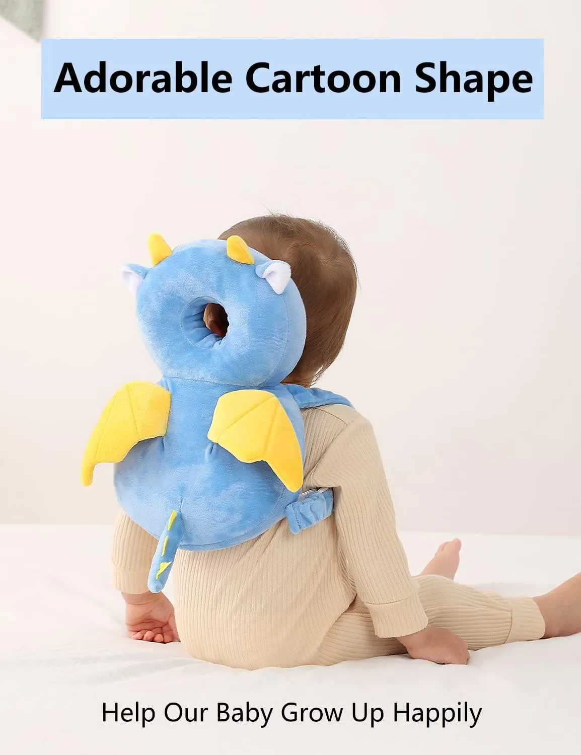 Bambebe Cuscino Anticaduta Protezione Testa per Neonato e Bambini, Zainetto Primi Passi Regolabile (Drago) - immagine 5