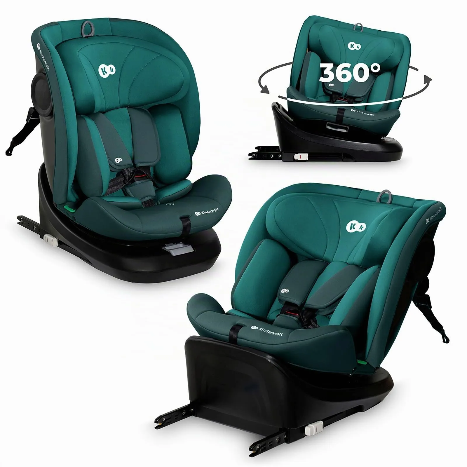 Kinderkraft I-Grow Seggiolino Auto 40-150 cm ISOFIX 360° Verde - immagine 3