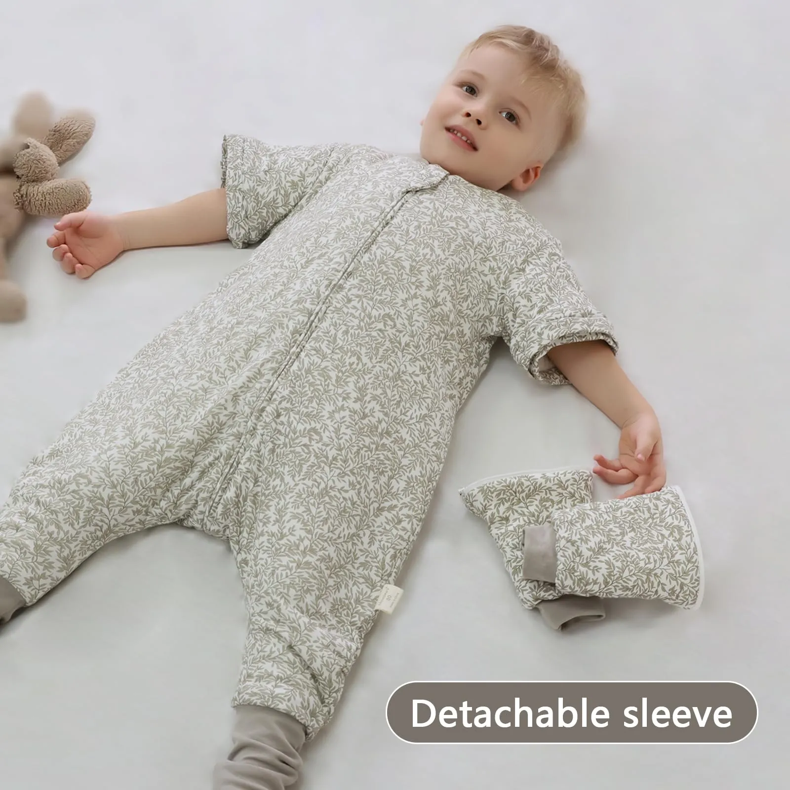 Mosebears Sacco Nanna con Gambe 2.5 Tog per Bambino, Foderato Invernale con Maniche Staccabili, 18-36 Mesi, Leaves - immagine 4