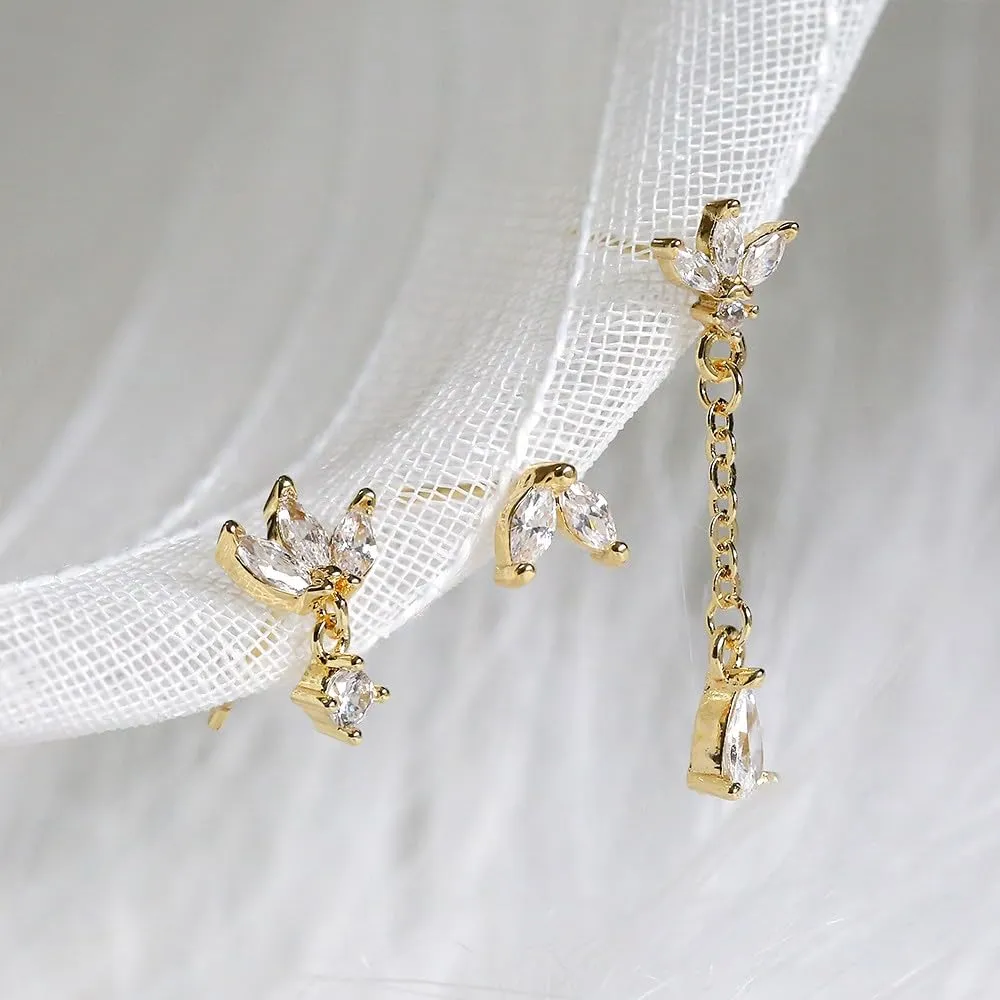 BodyBonita Set Orecchini Pendenti per Cartilagine Placcati in Oro 14K, 3 Paia - immagine 4
