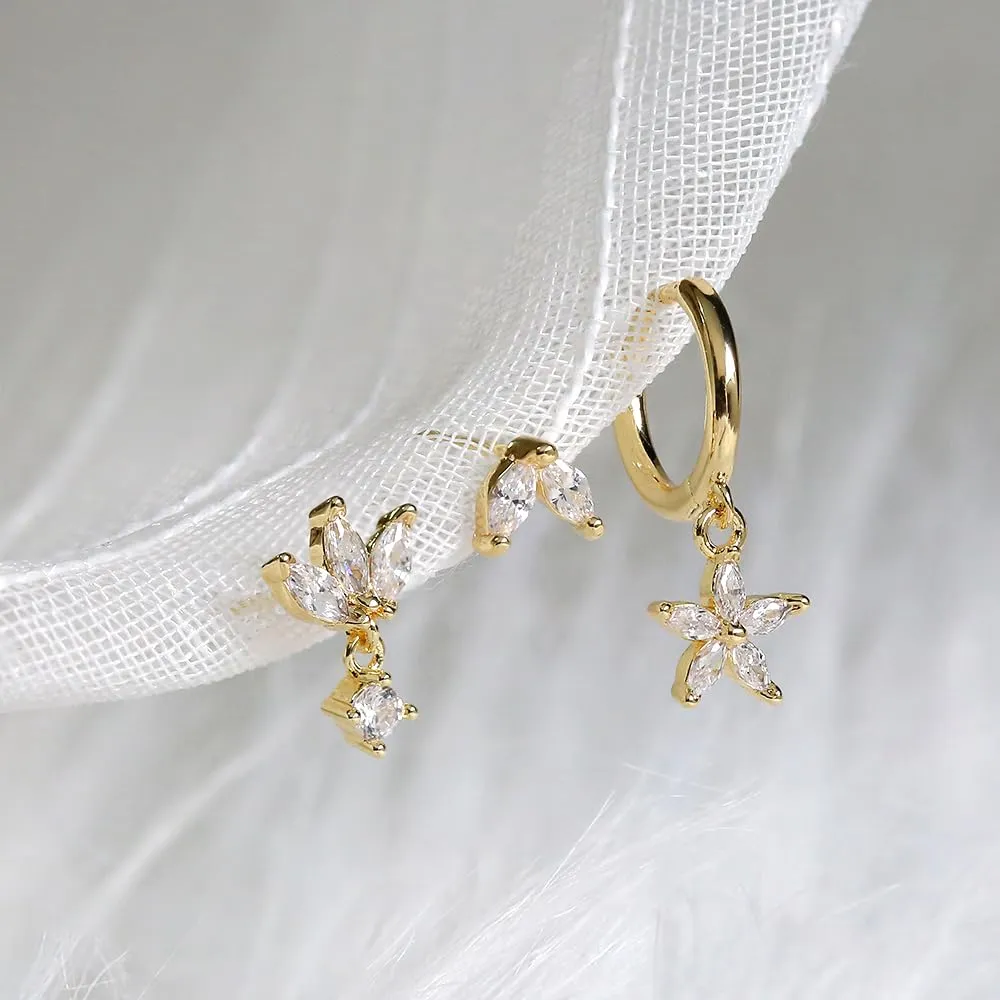 BodyBonita Set Orecchini Donna Pendenti per Cartilagine Placcati in Oro 14K, 3 Paia - immagine 4